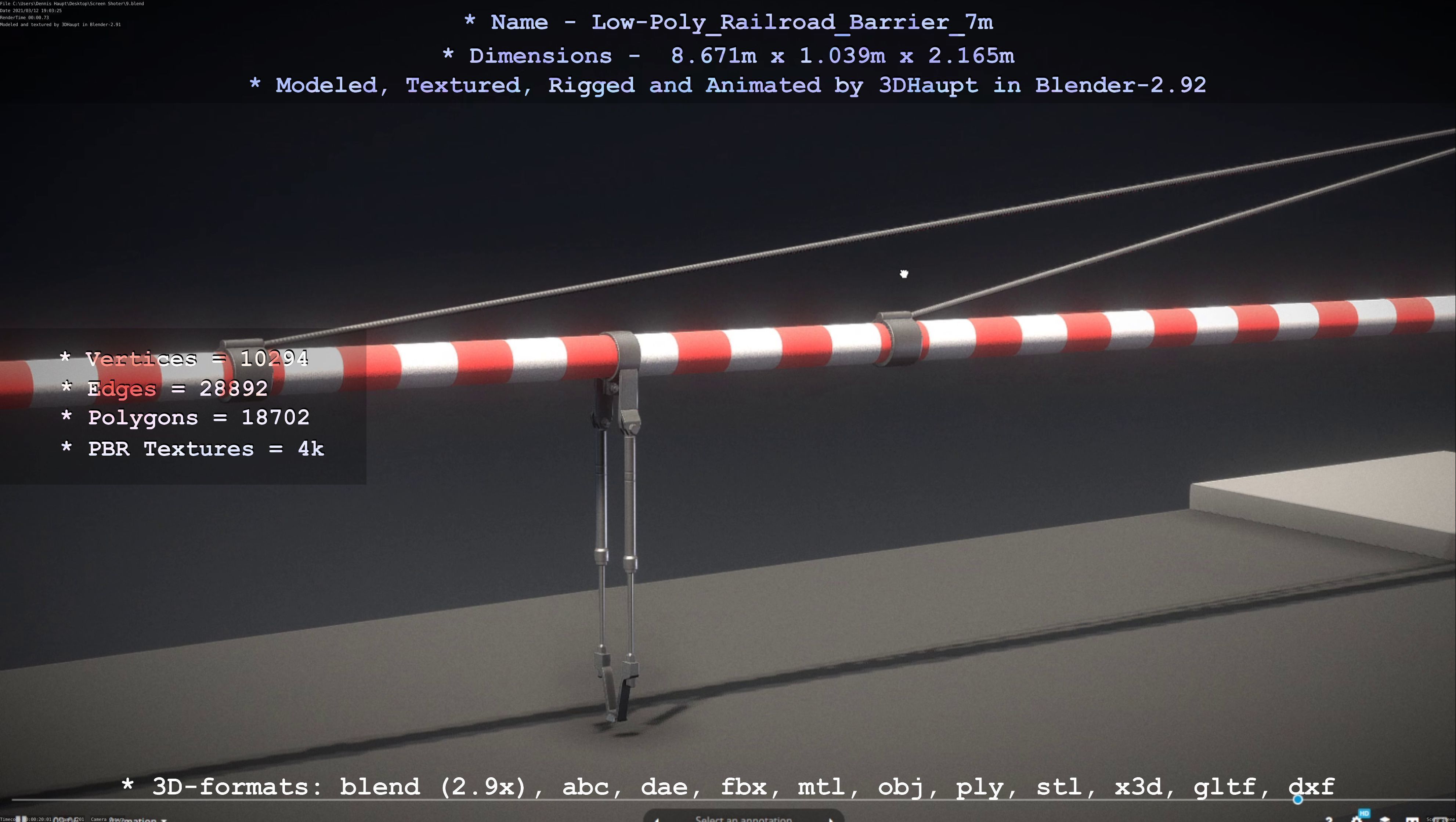 Low-Poly Railroad Barrier 7m Low-poly 3D model_66