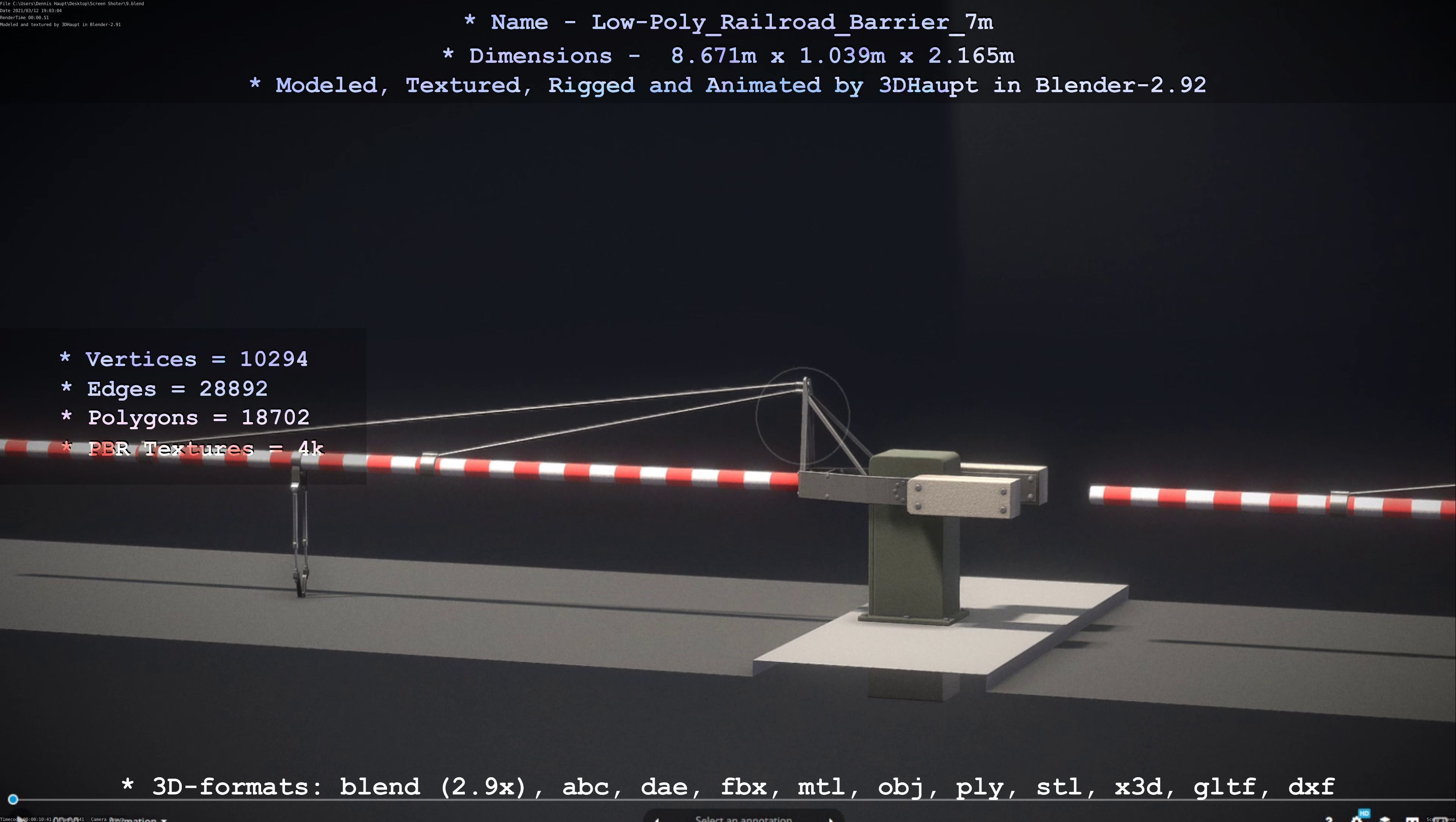 Low-Poly Railroad Barrier 7m Low-poly 3D model_55