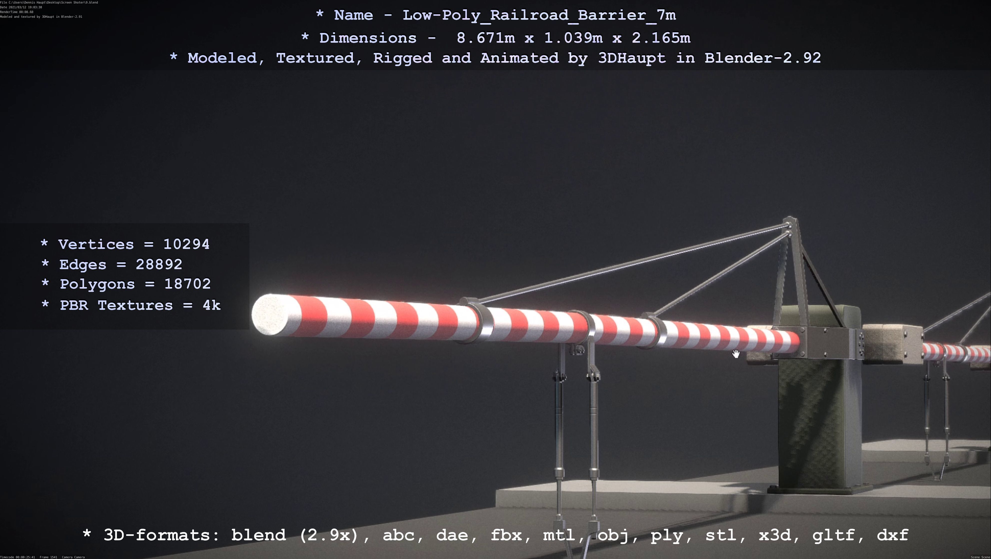 Low-Poly Railroad Barrier 7m Low-poly 3D model_71