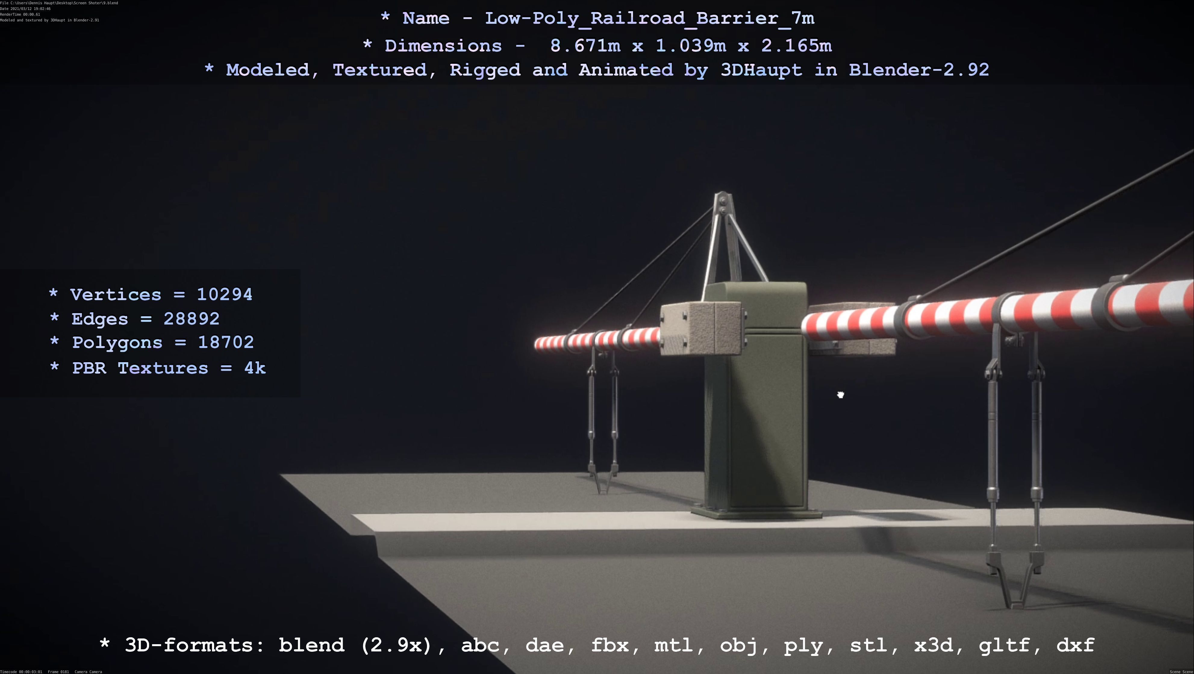 Low-Poly Railroad Barrier 7m Low-poly 3D model_45