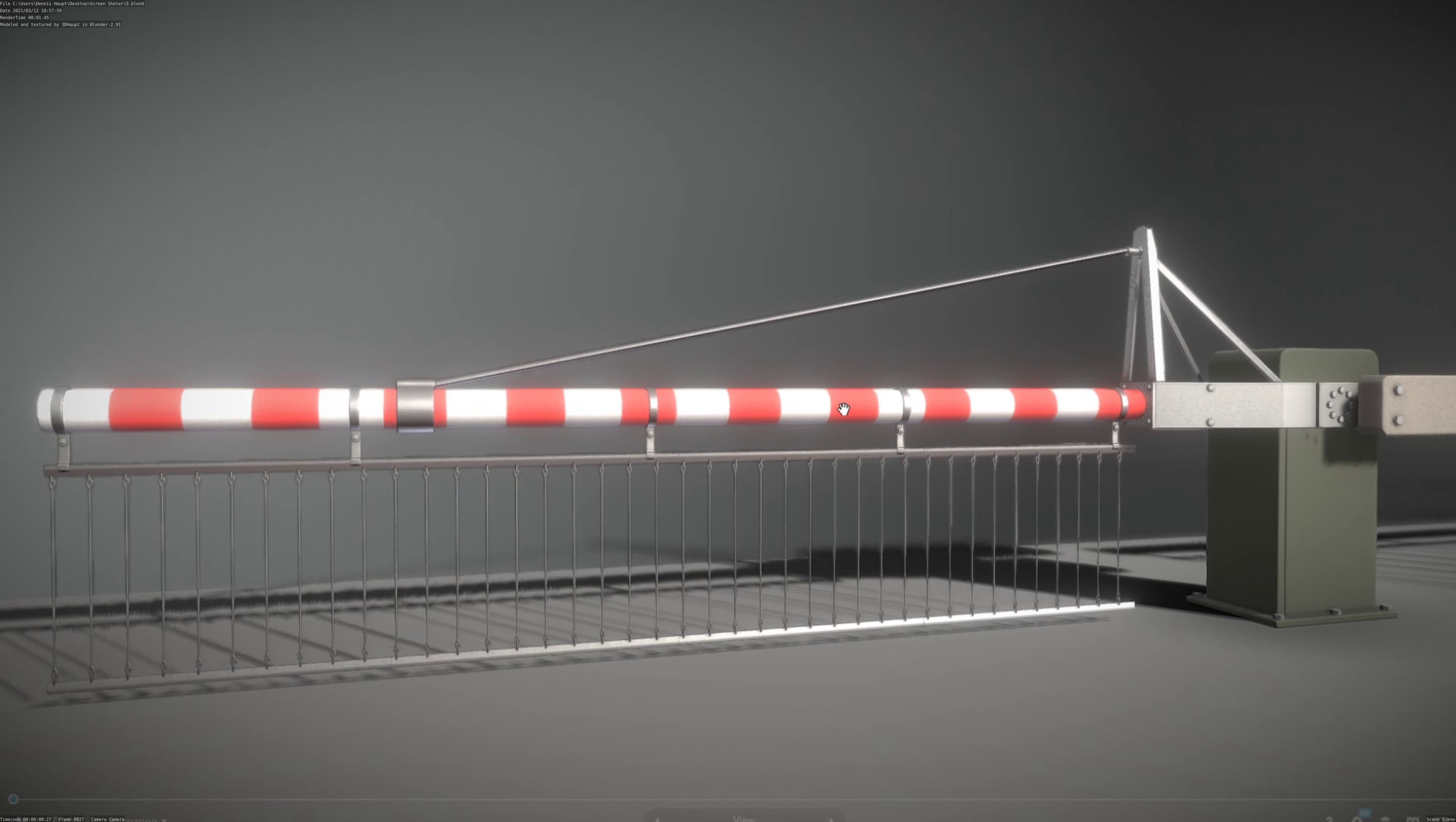 Low-Poly Railroad Barrier 4m with Protective Grid Low-poly 3D model_22