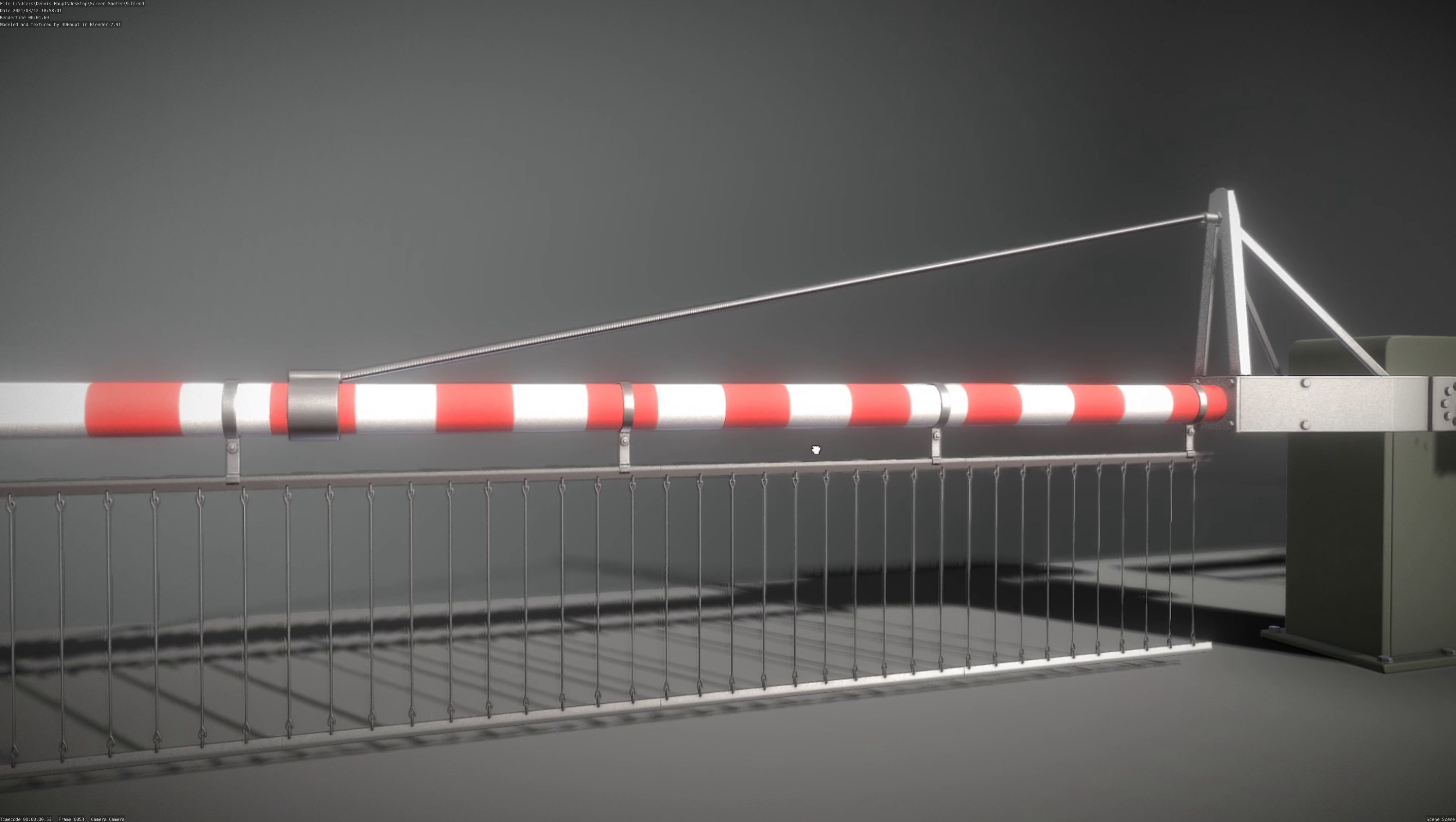 Low-Poly Railroad Barrier 4m with Protective Grid Low-poly 3D model_2
