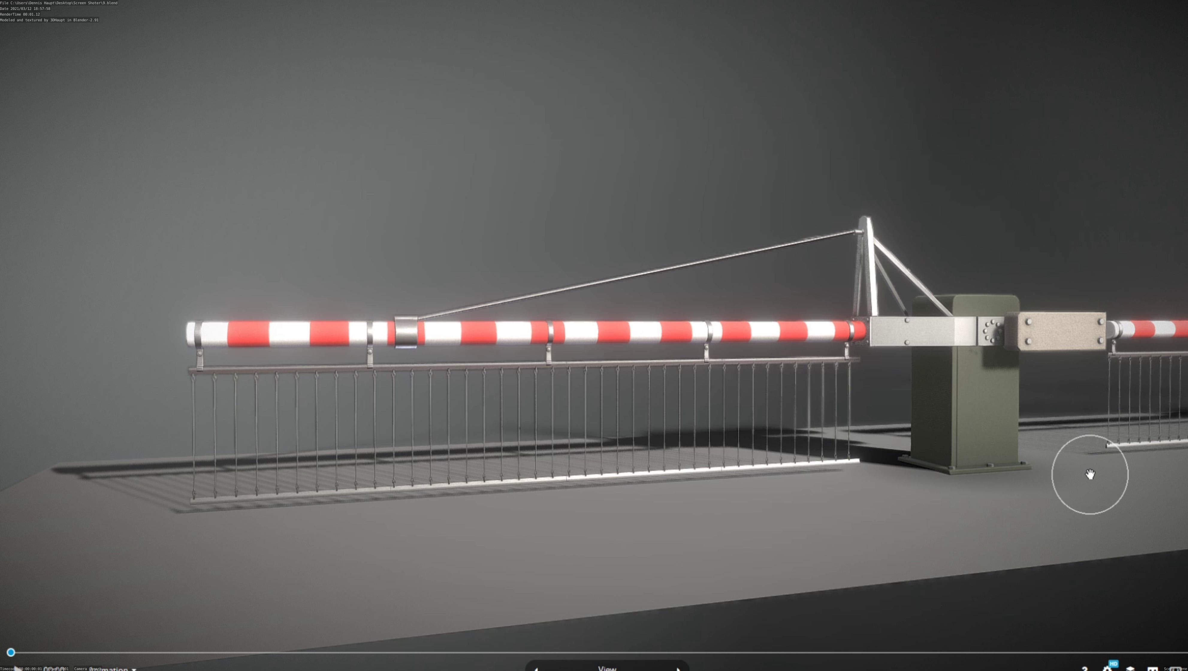 Low-Poly Railroad Barrier 4m with Protective Grid Low-poly 3D model_23