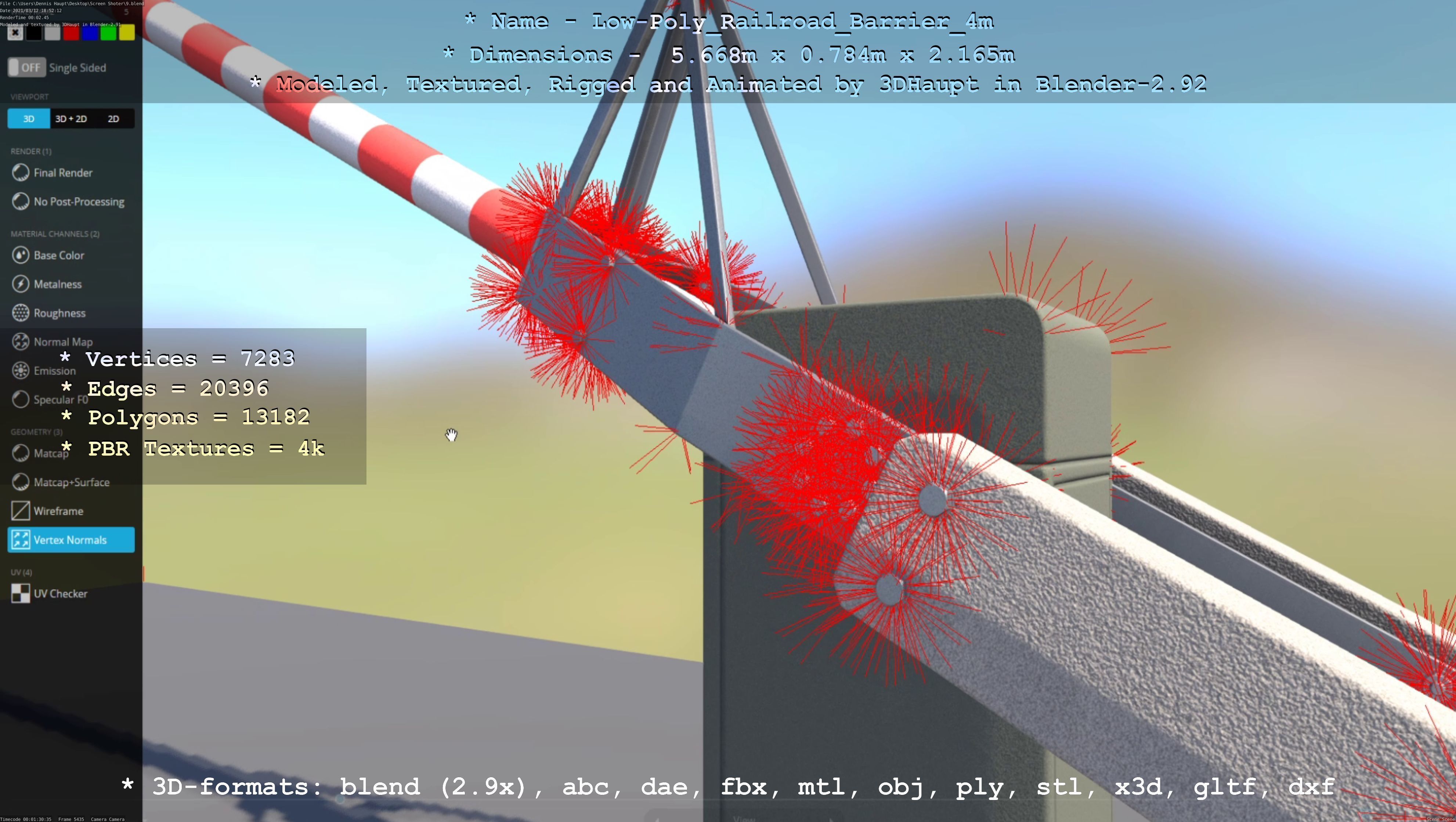 Low-Poly Railroad Barrier 4m Low-poly 3D model_61