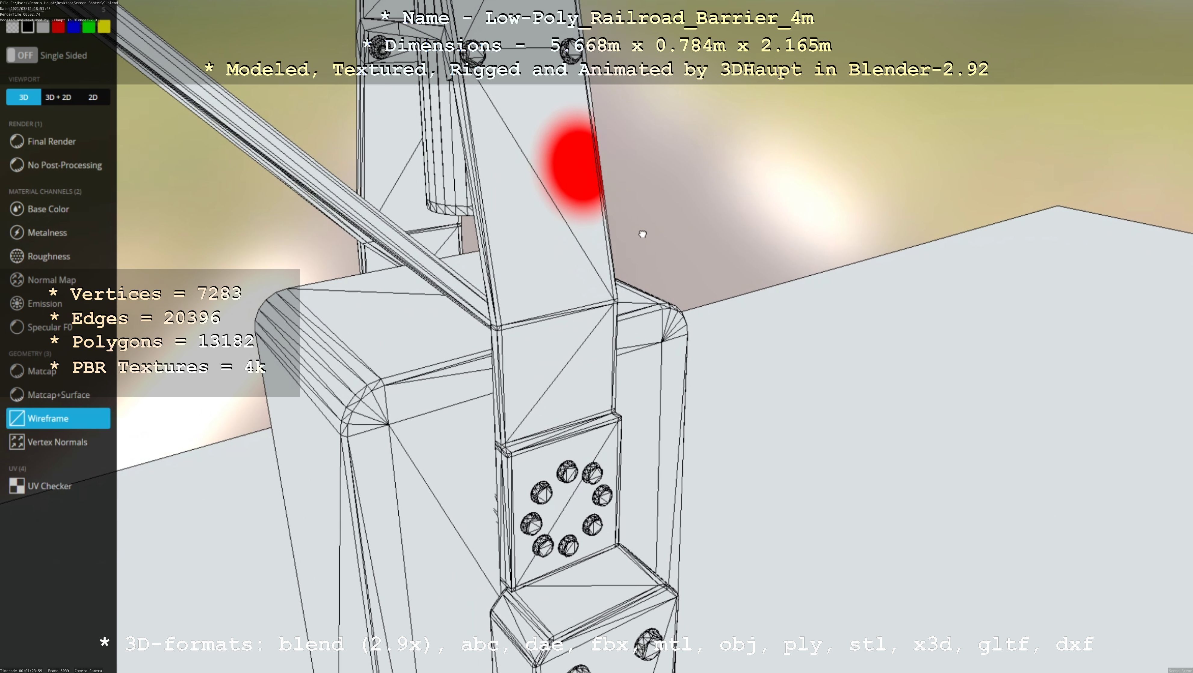 Low-Poly Railroad Barrier 4m Low-poly 3D model_52