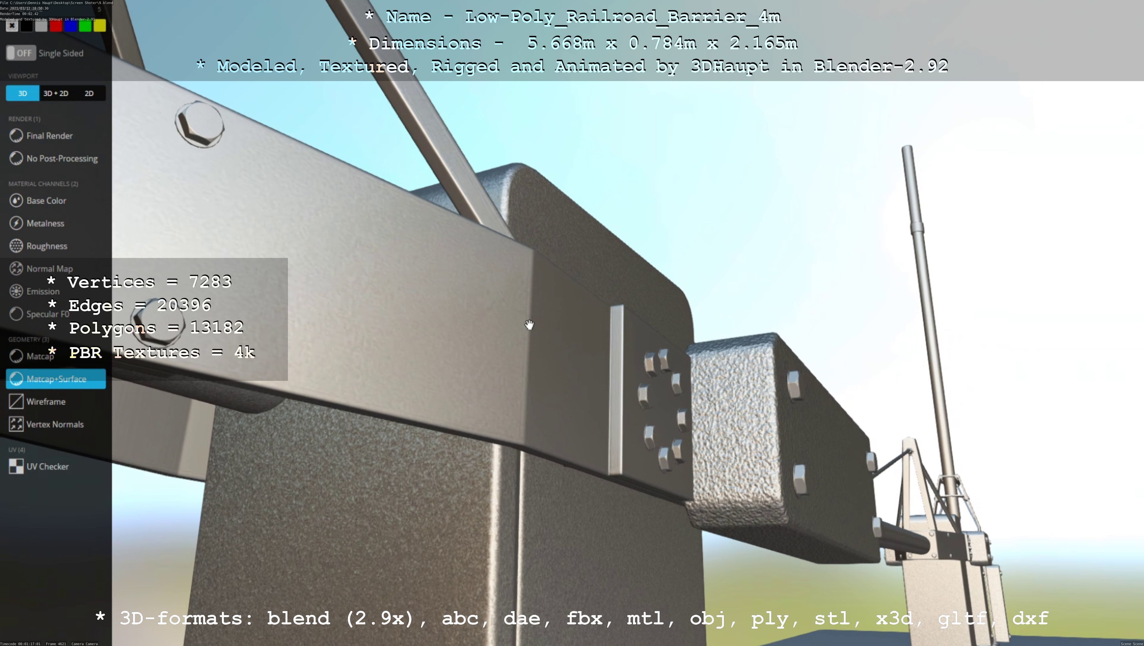 Low-Poly Railroad Barrier 4m Low-poly 3D model_41