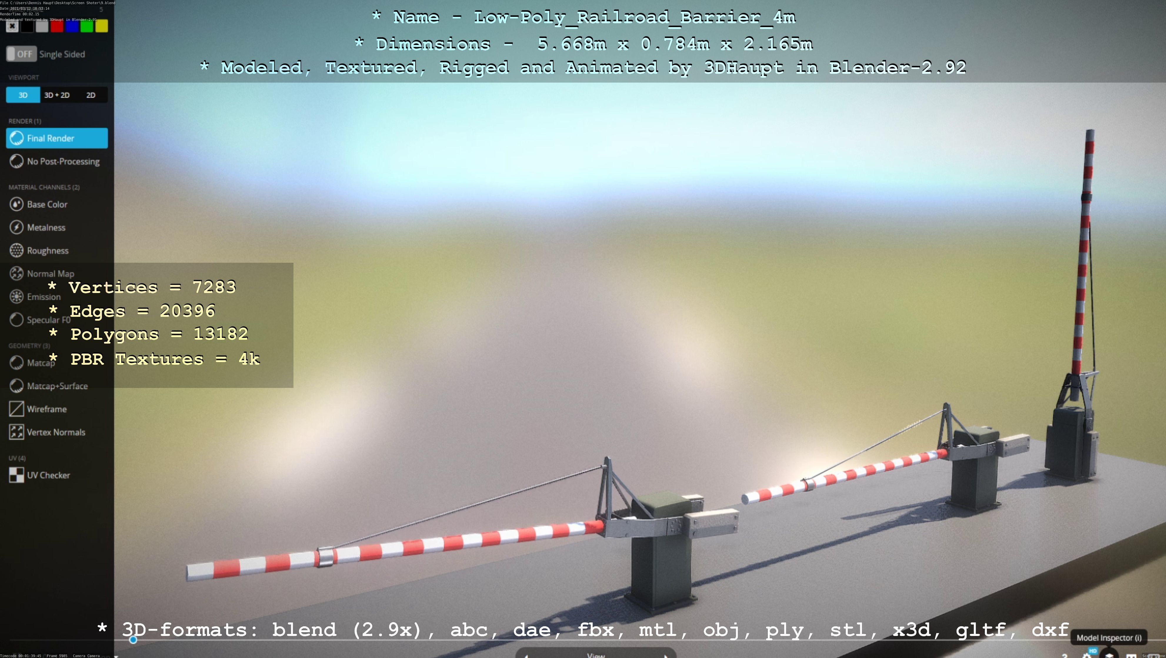 Low-Poly Railroad Barrier 4m Low-poly 3D model_71