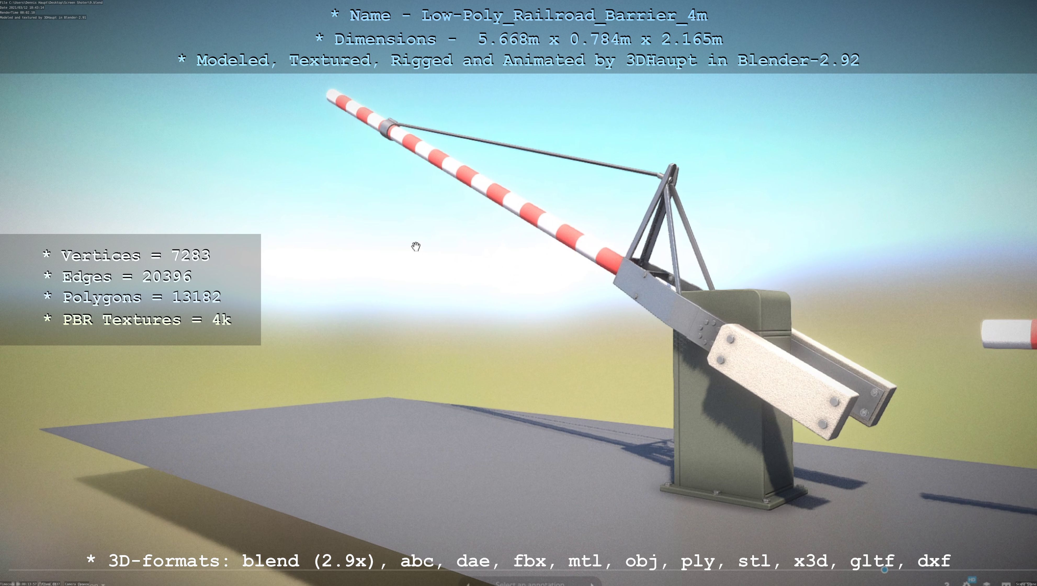 Low-Poly Railroad Barrier 4m Low-poly 3D model_111