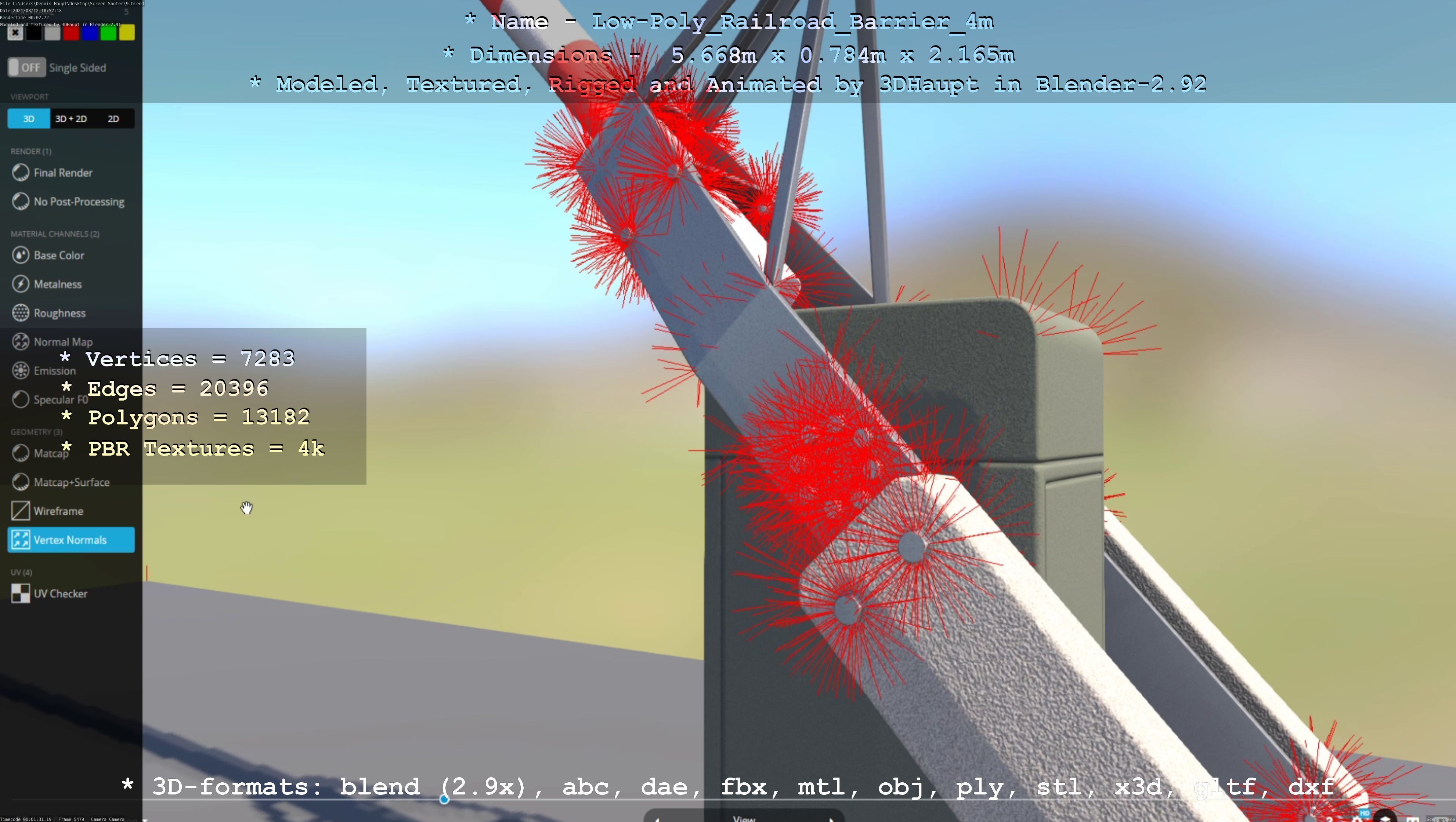 Low-Poly Railroad Barrier 4m Low-poly 3D model_66