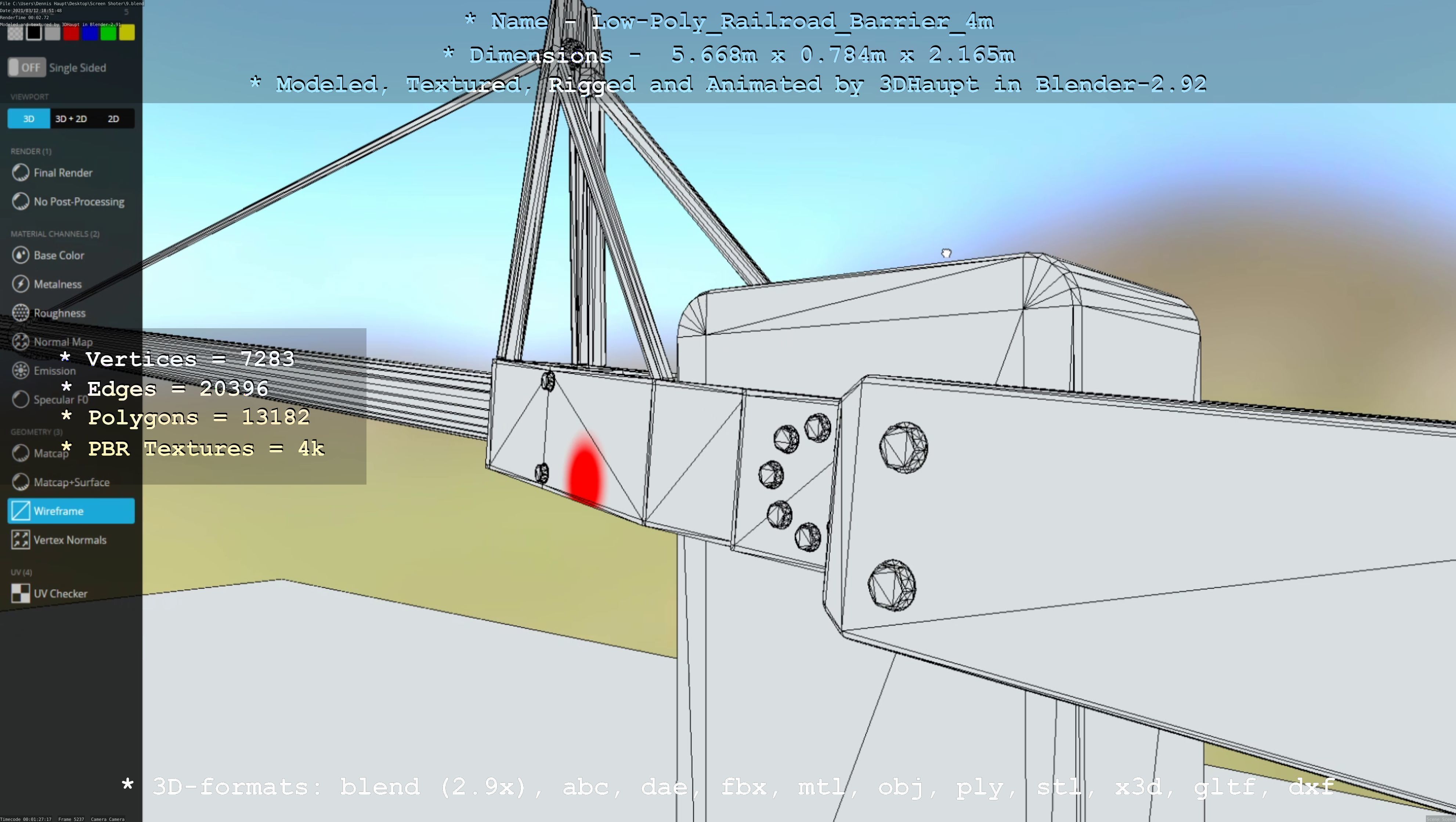 Low-Poly Railroad Barrier 4m Low-poly 3D model_54