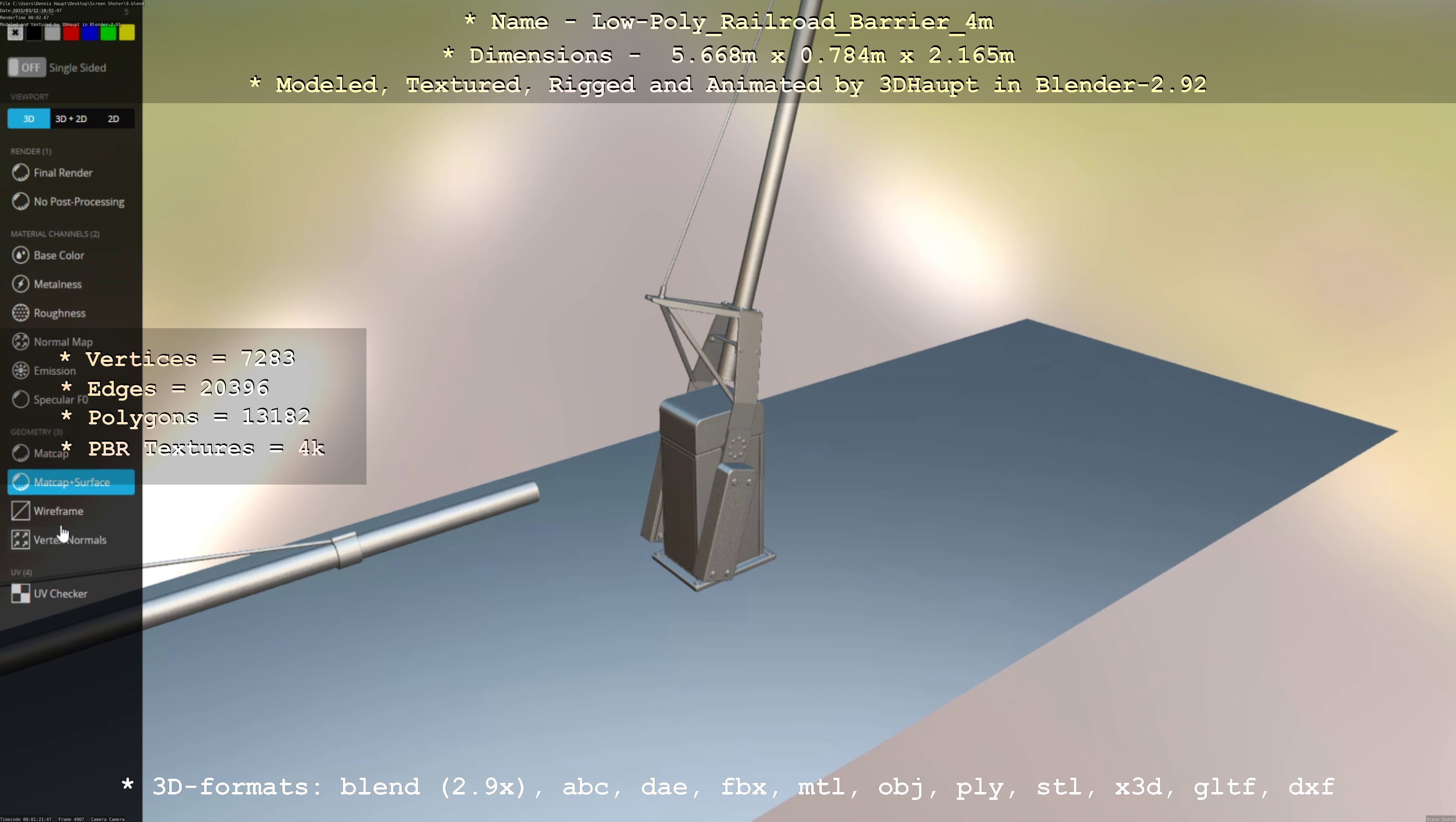 Low-Poly Railroad Barrier 4m Low-poly 3D model_46