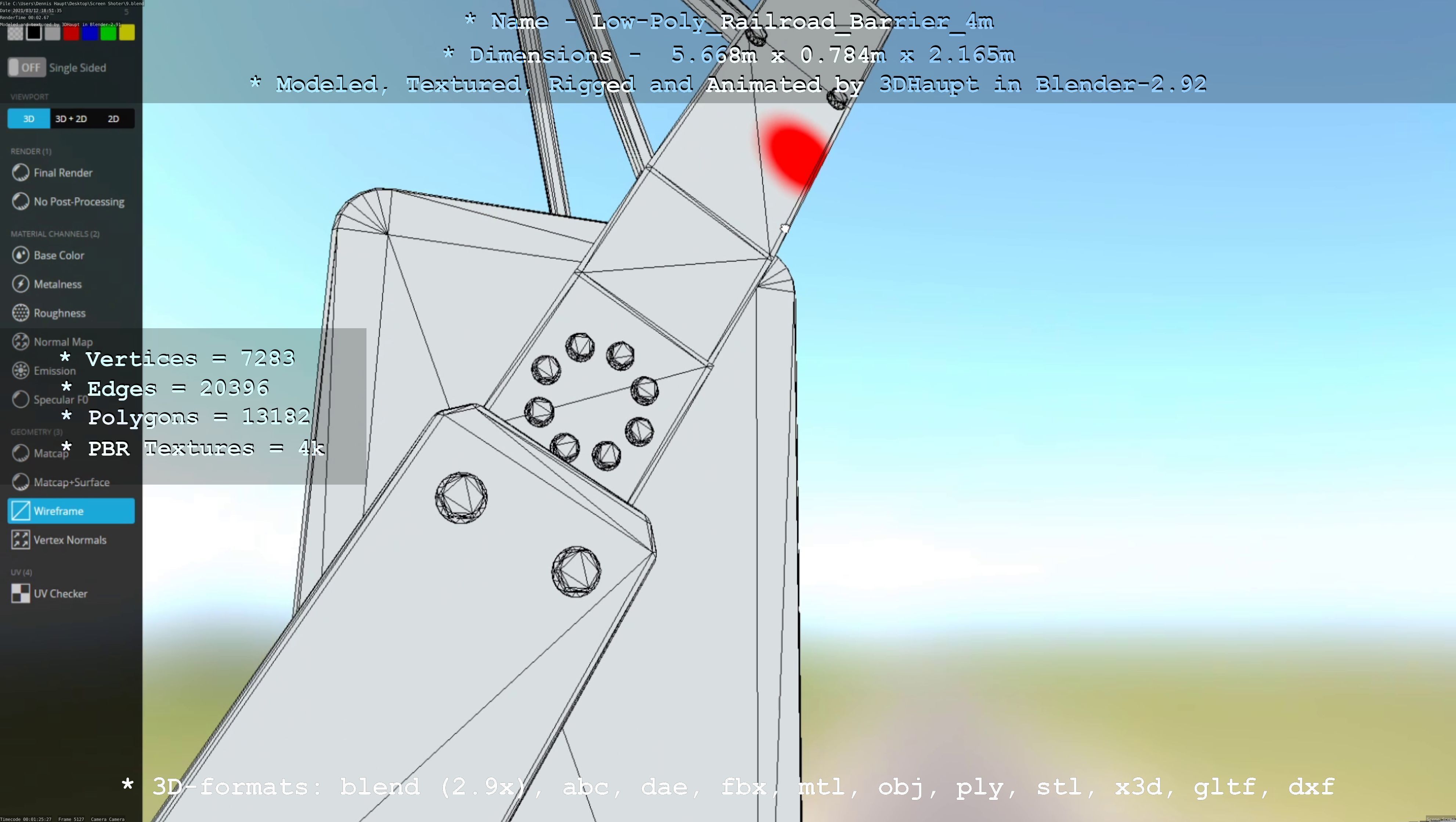 Low-Poly Railroad Barrier 4m Low-poly 3D model_57