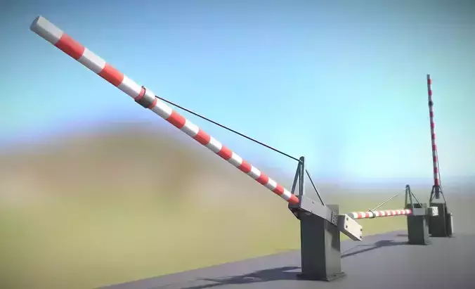 Low-Poly Railroad Barrier 4m Low-poly 3D model