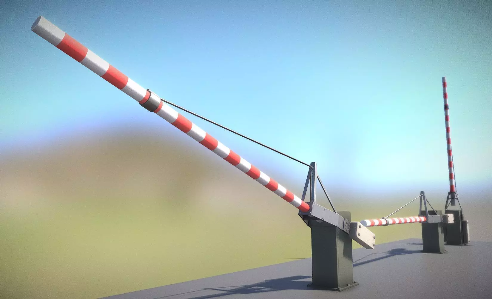 Low-Poly Railroad Barrier 4m Low-poly 3D model_0