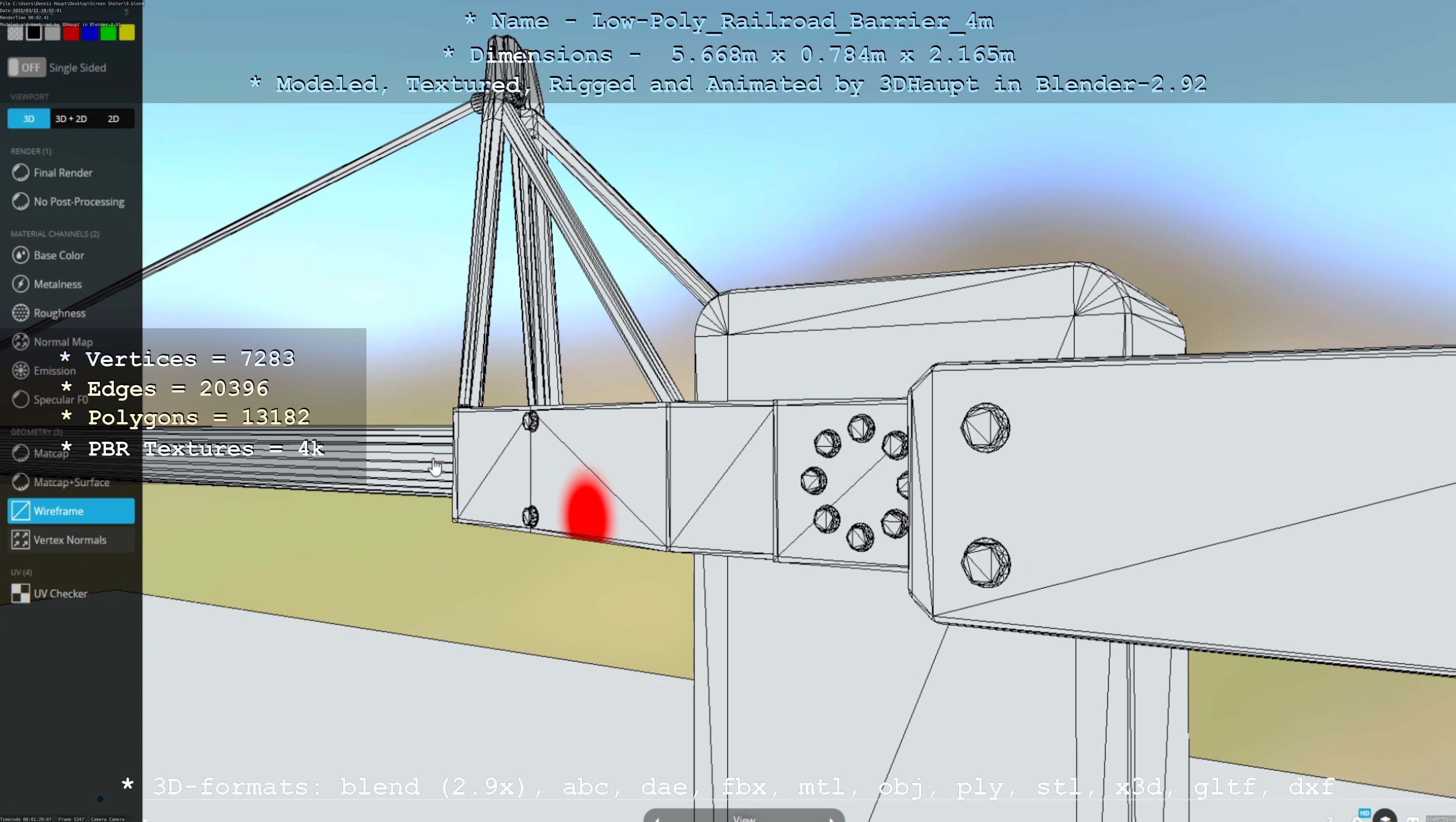 Low-Poly Railroad Barrier 4m Low-poly 3D model_56