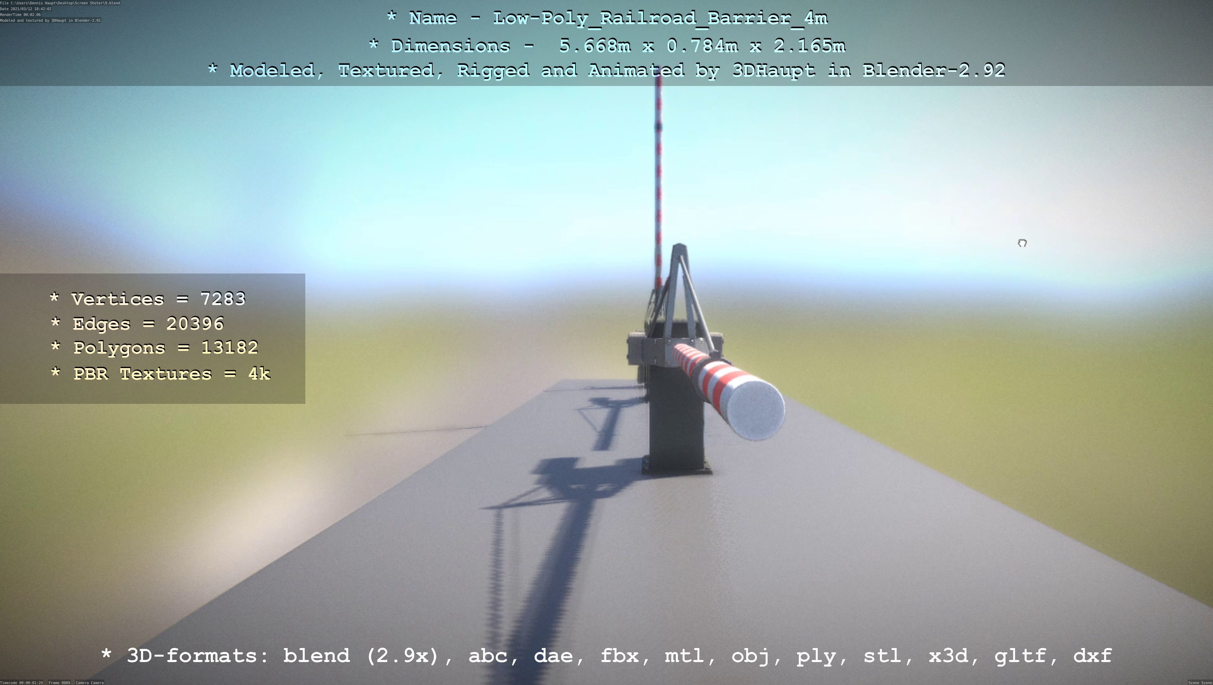 Low-Poly Railroad Barrier 4m Low-poly 3D model_95