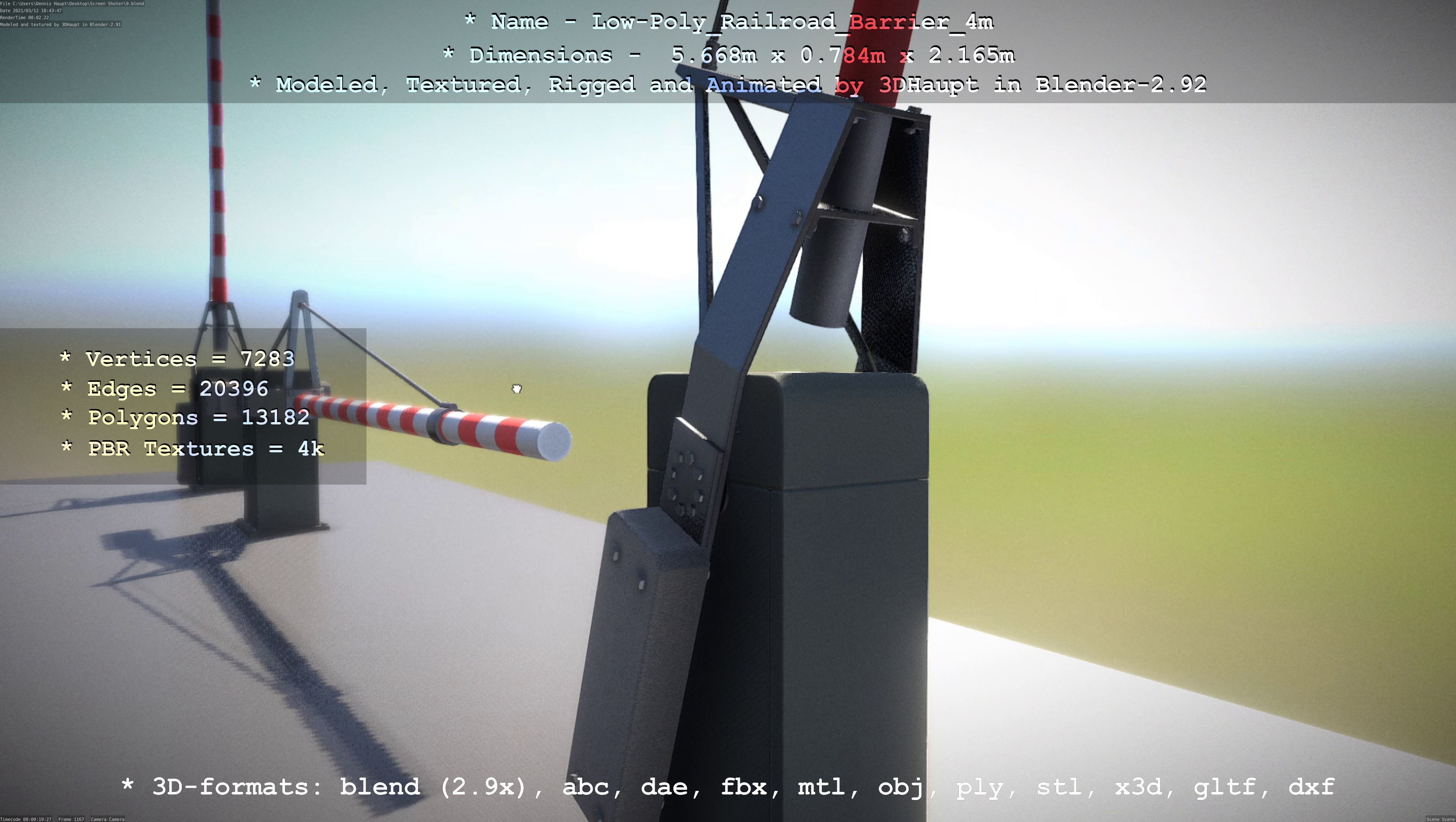 Low-Poly Railroad Barrier 4m Low-poly 3D model_119