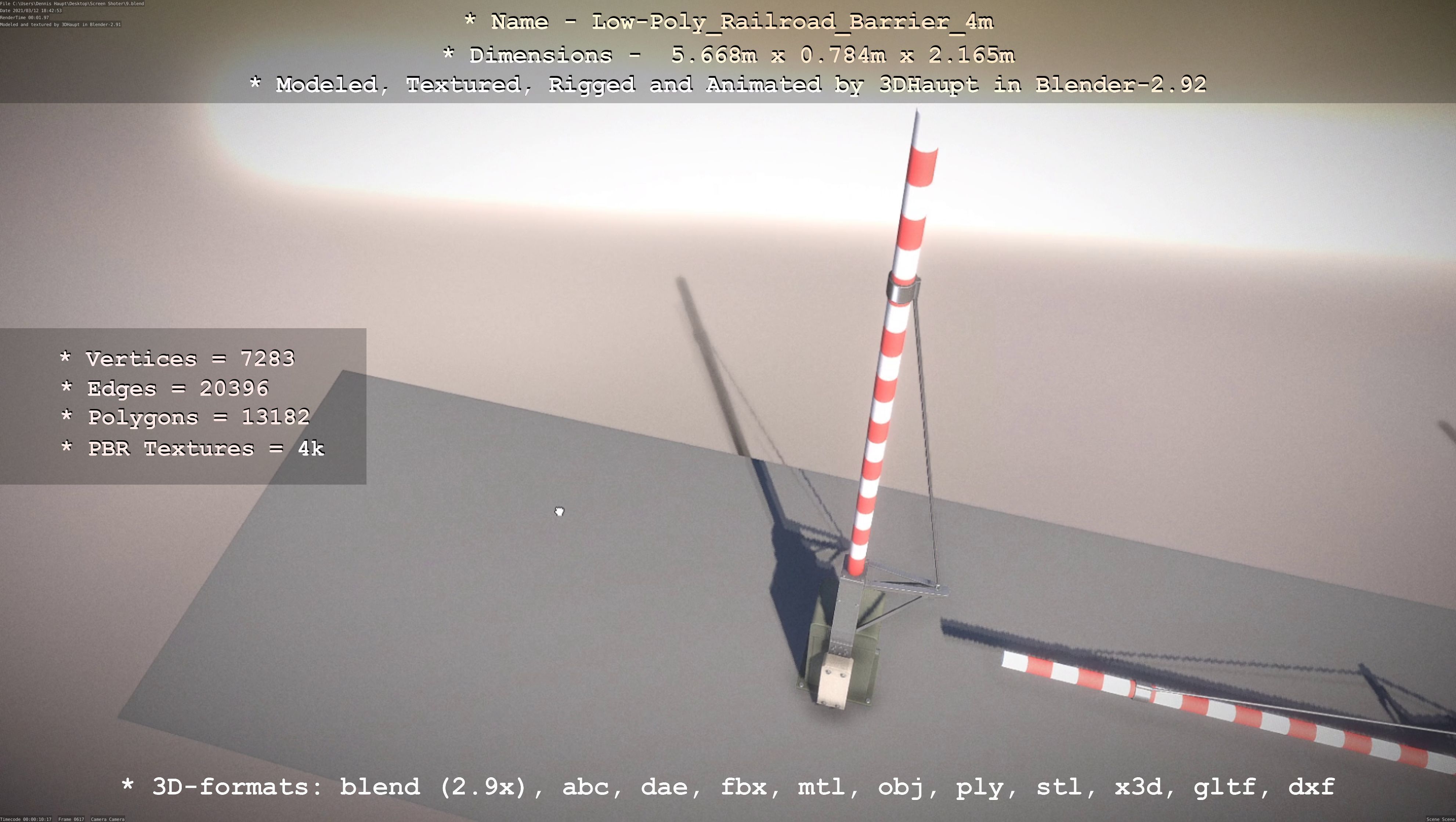 Low-Poly Railroad Barrier 4m Low-poly 3D model_105