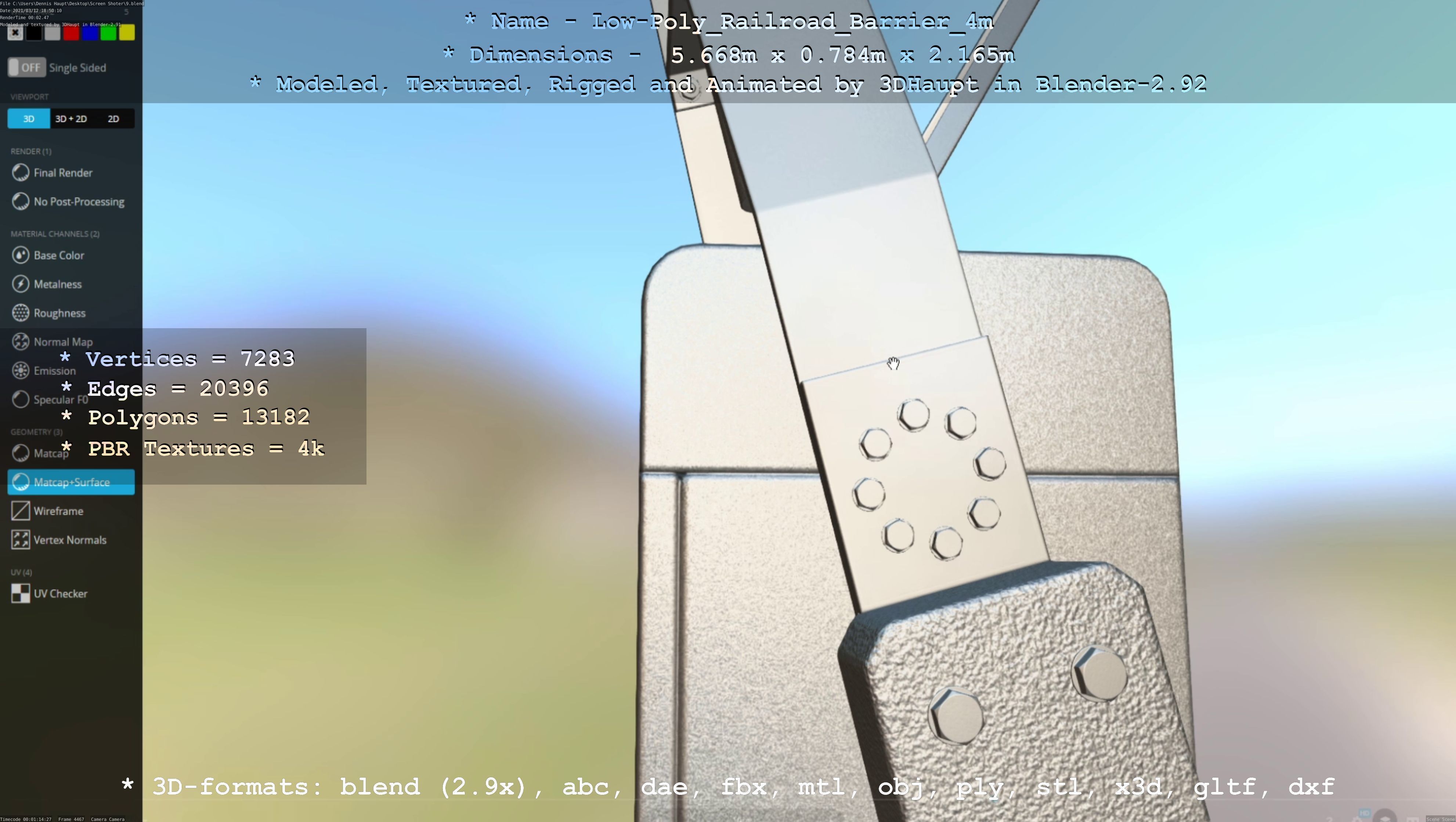 Low-Poly Railroad Barrier 4m Low-poly 3D model_39