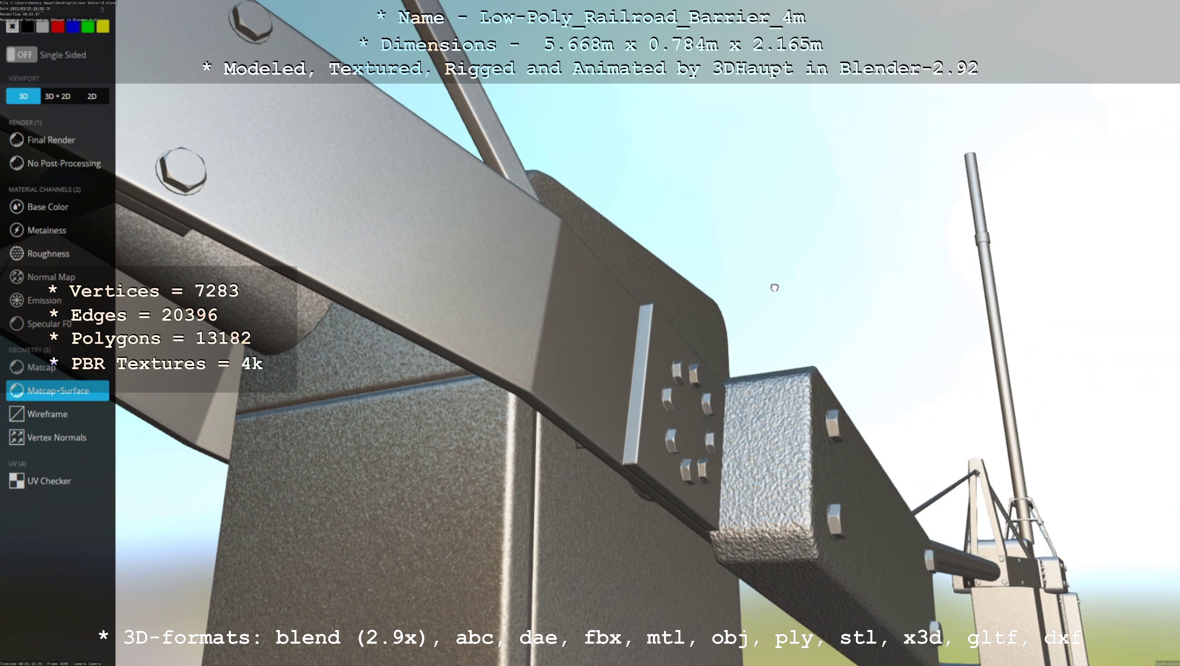 Low-Poly Railroad Barrier 4m Low-poly 3D model_38