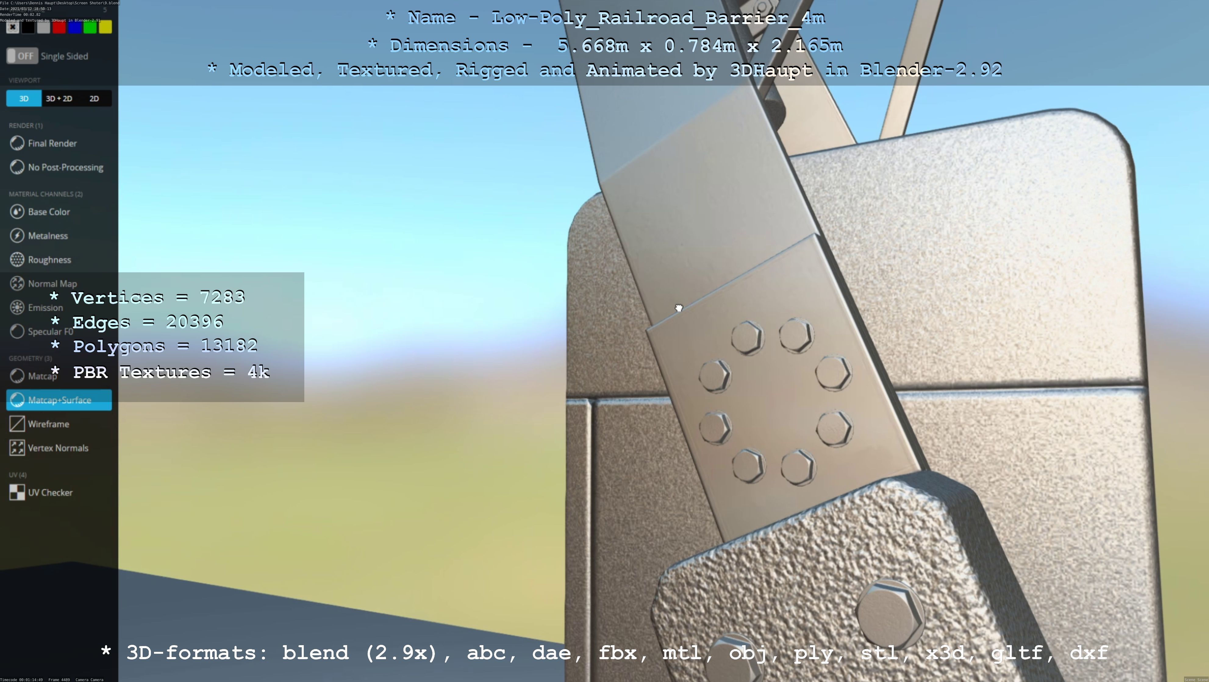 Low-Poly Railroad Barrier 4m Low-poly 3D model_45