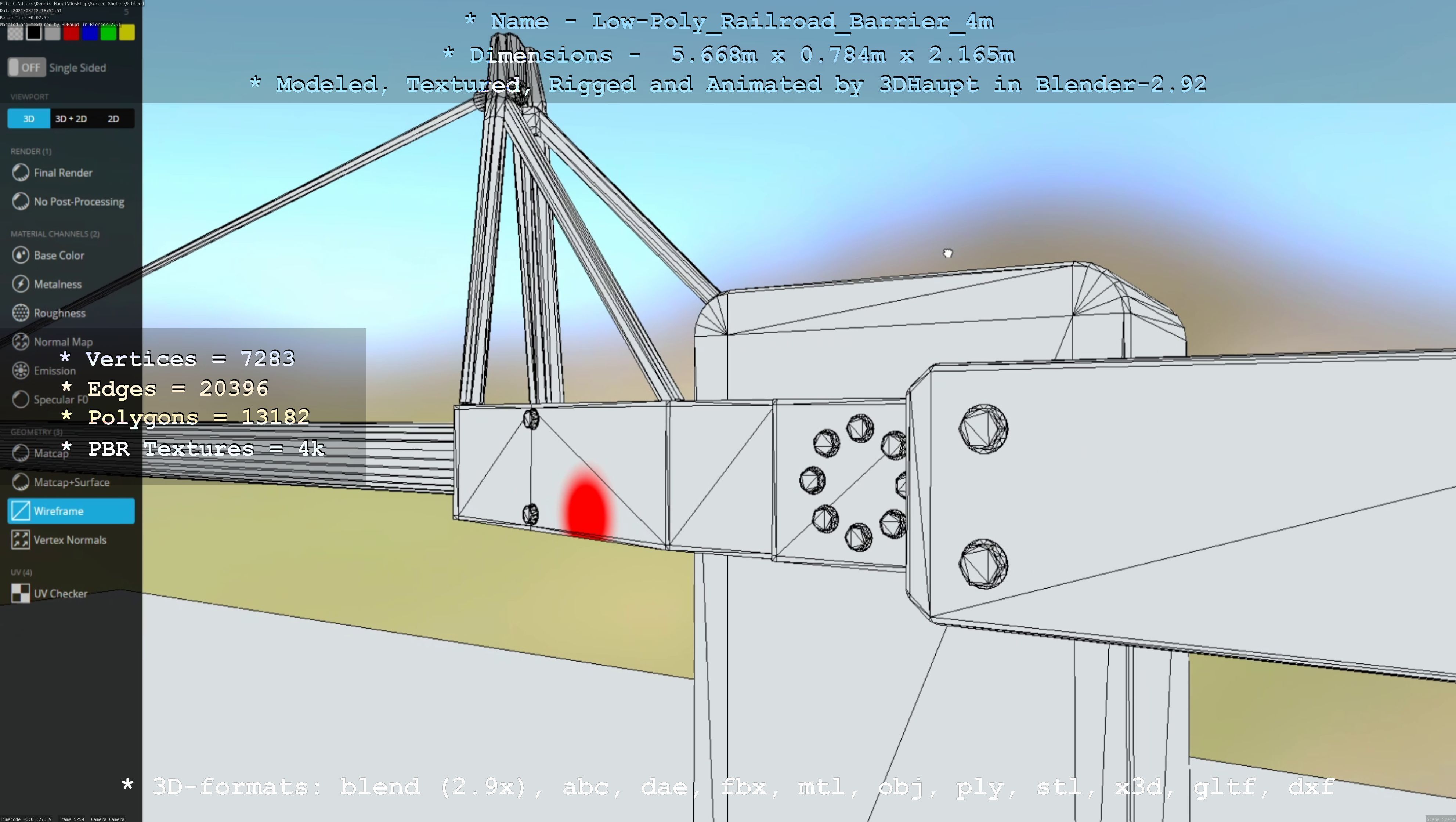 Low-Poly Railroad Barrier 4m Low-poly 3D model_55
