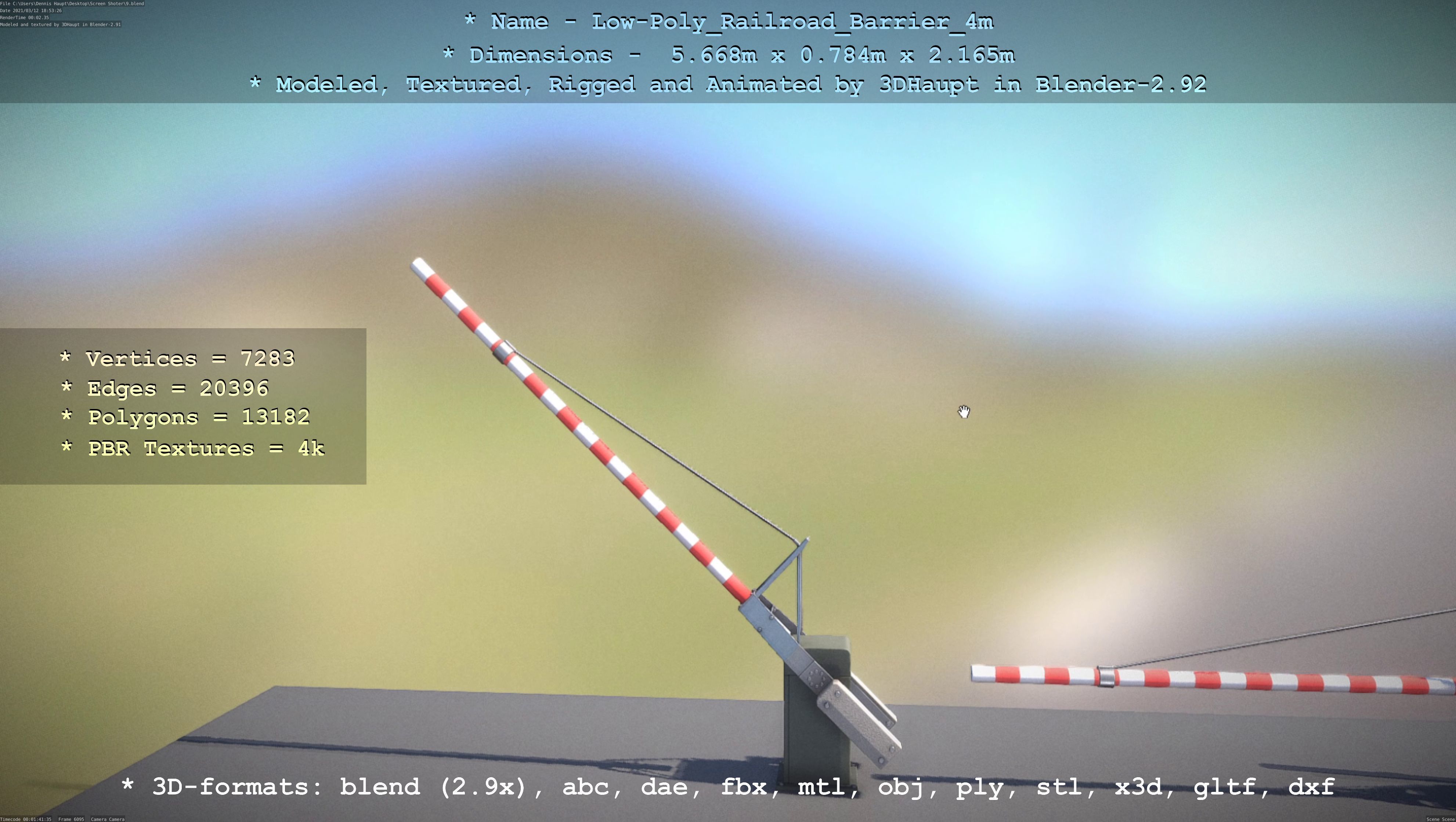 Low-Poly Railroad Barrier 4m Low-poly 3D model_82