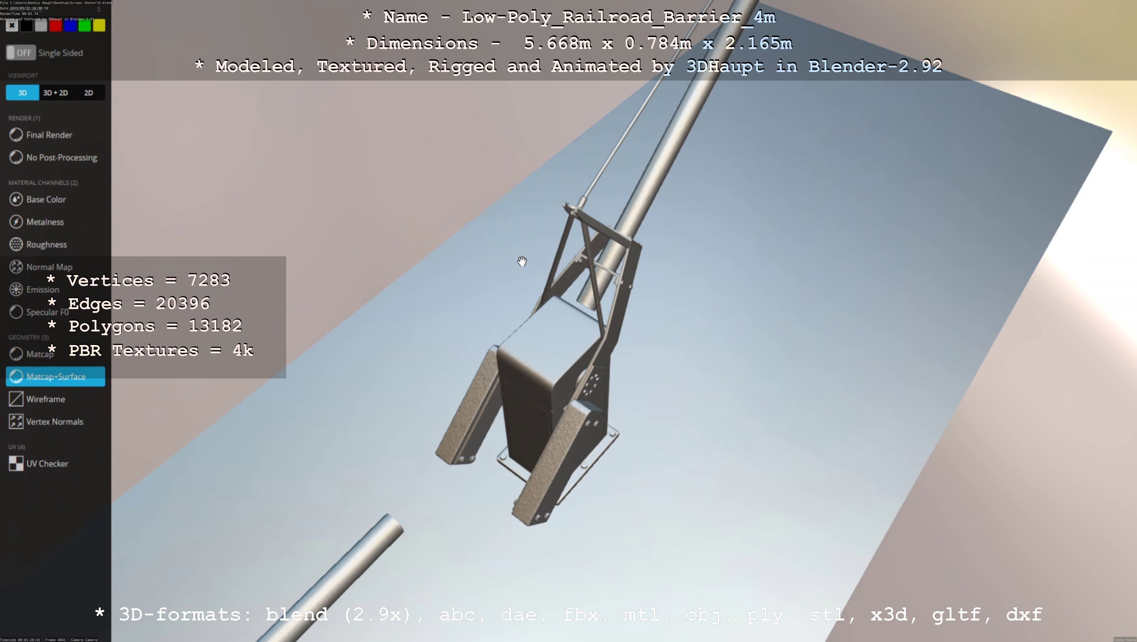 Low-Poly Railroad Barrier 4m Low-poly 3D model_48