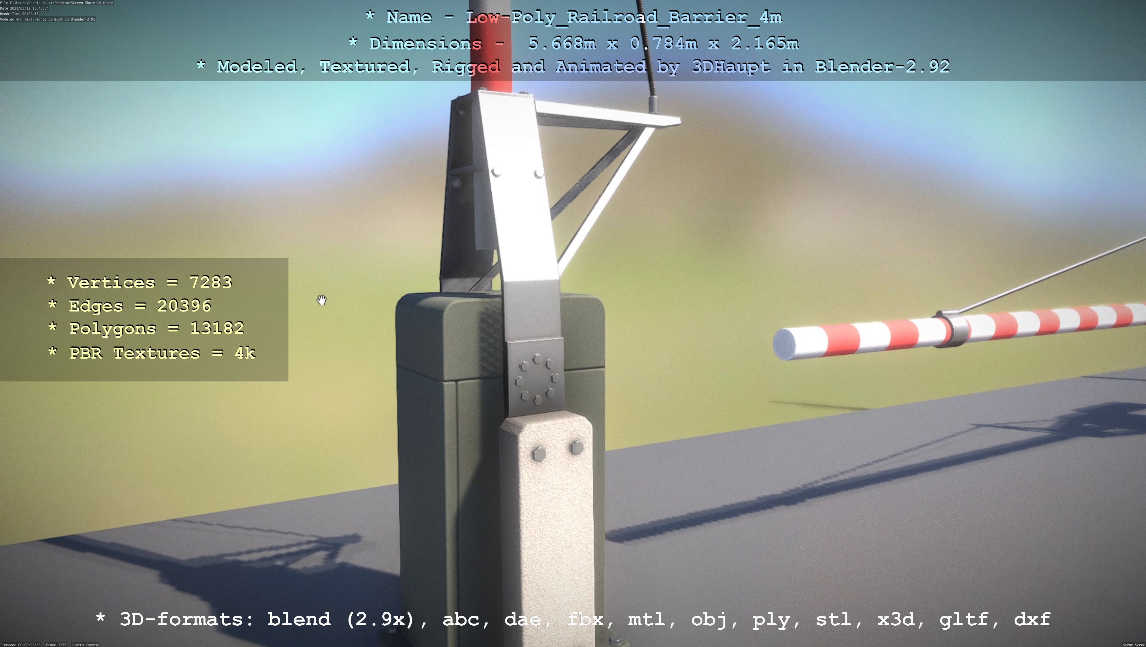 Low-Poly Railroad Barrier 4m Low-poly 3D model_117