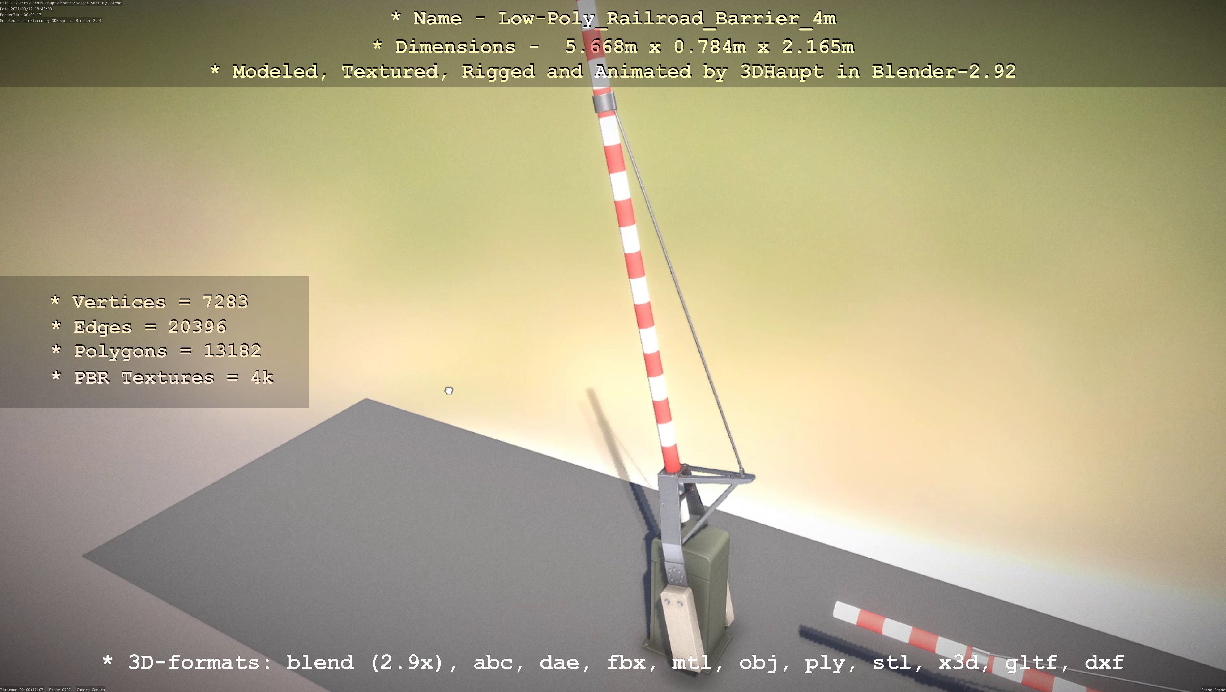 Low-Poly Railroad Barrier 4m Low-poly 3D model_110