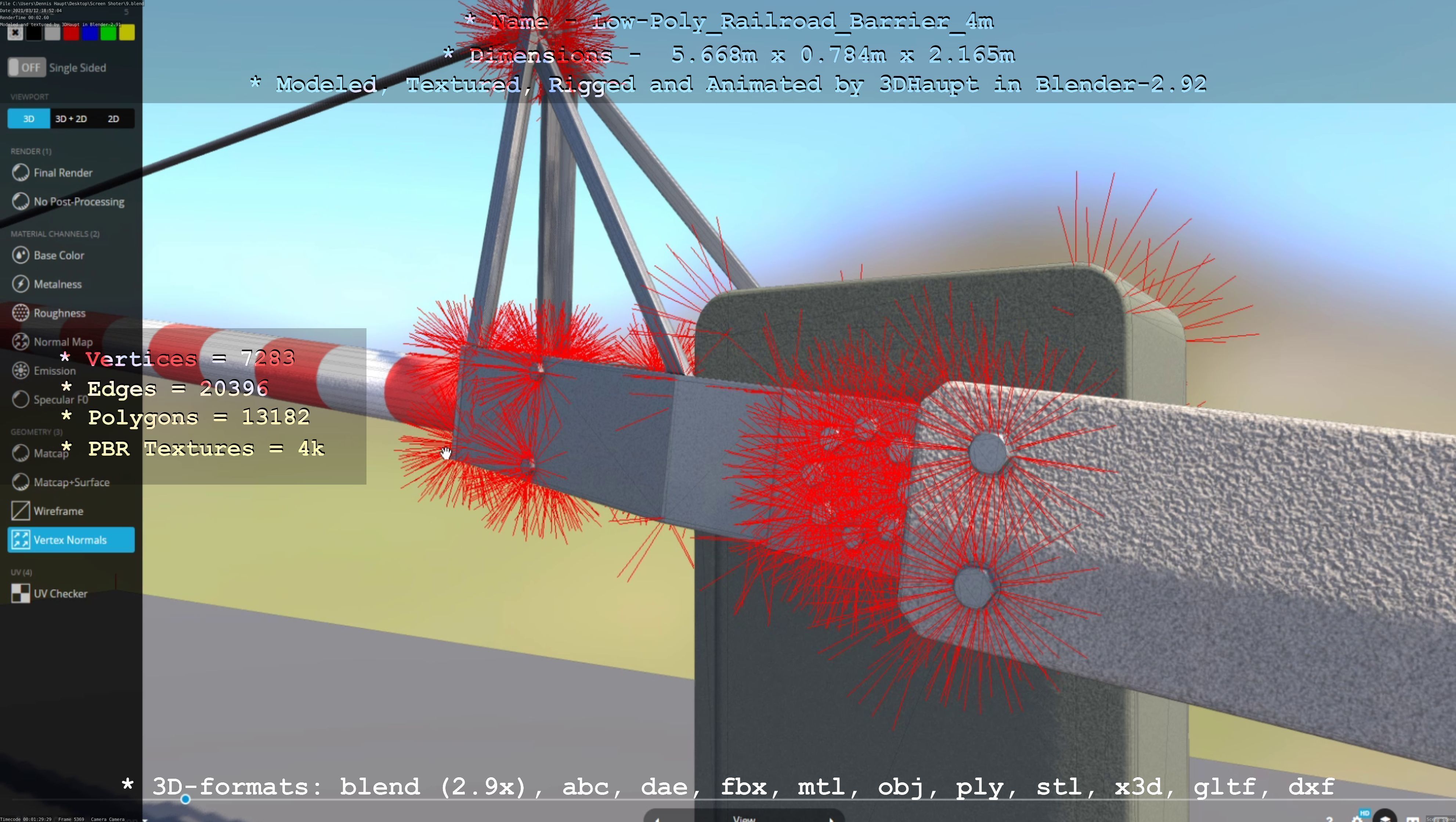 Low-Poly Railroad Barrier 4m Low-poly 3D model_58