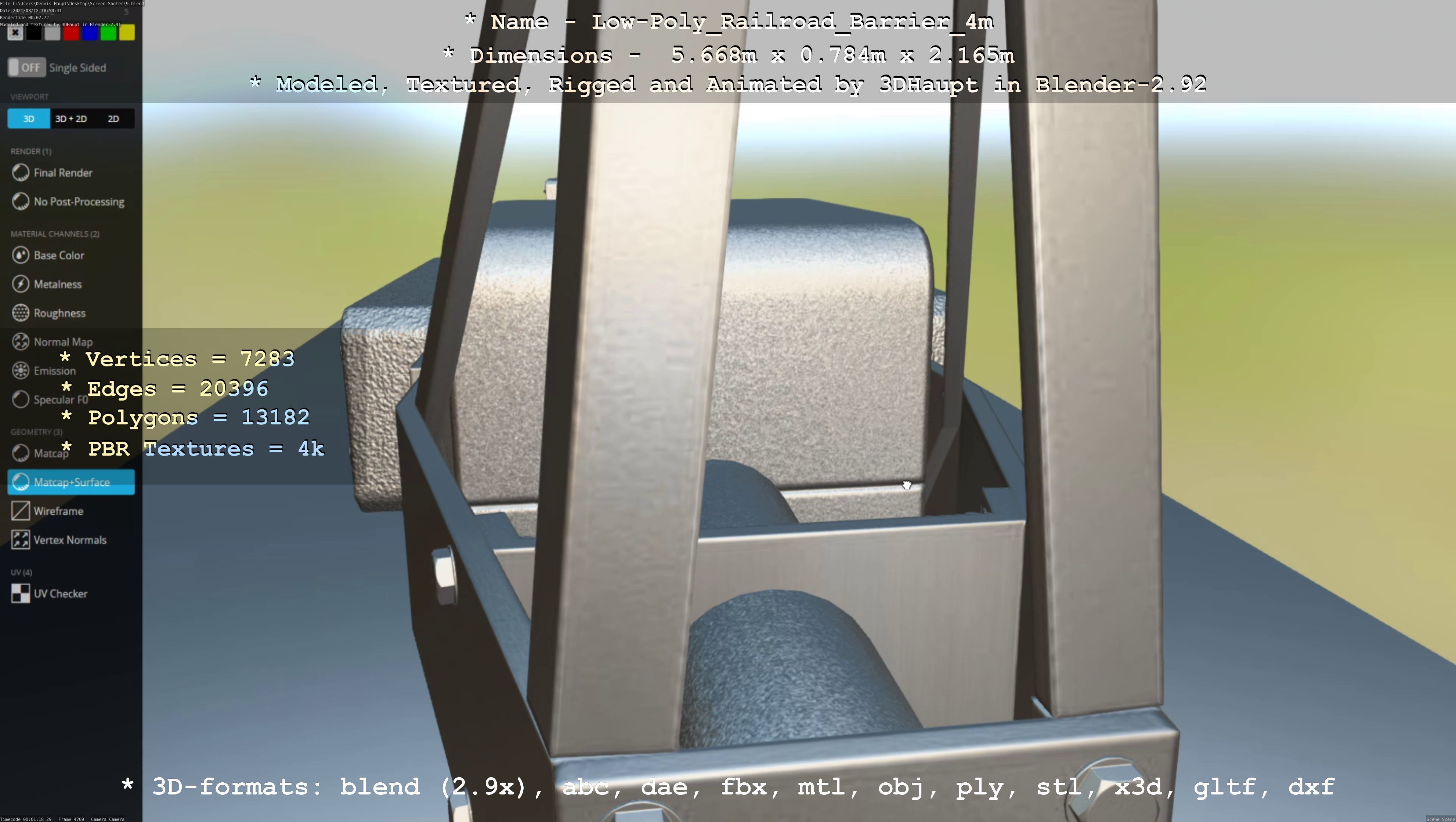 Low-Poly Railroad Barrier 4m Low-poly 3D model_40