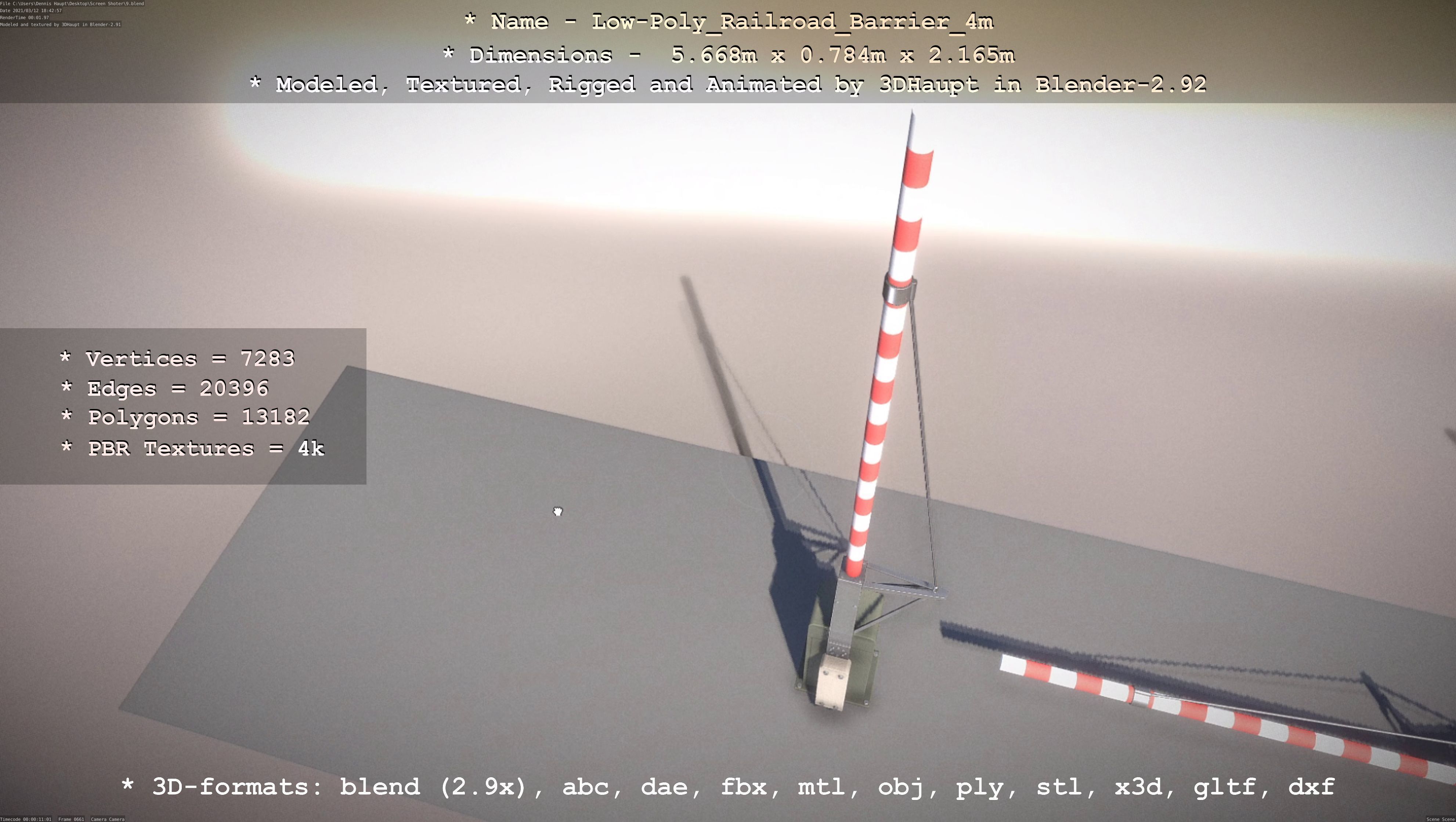 Low-Poly Railroad Barrier 4m Low-poly 3D model_104