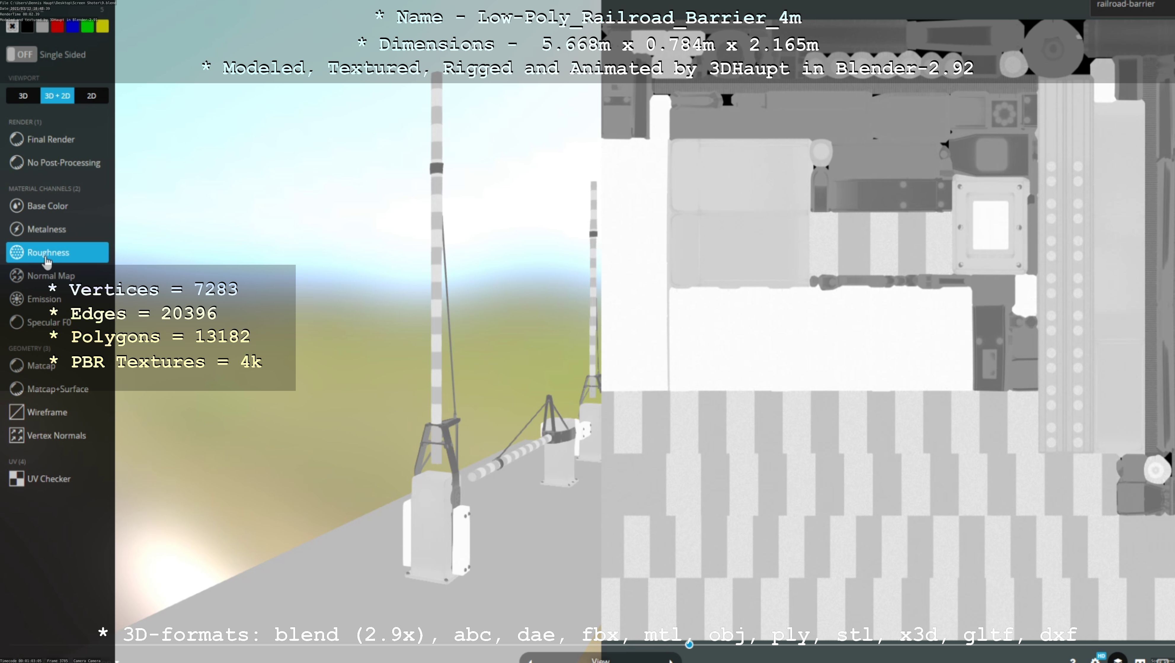 Low-Poly Railroad Barrier 4m Low-poly 3D model_23