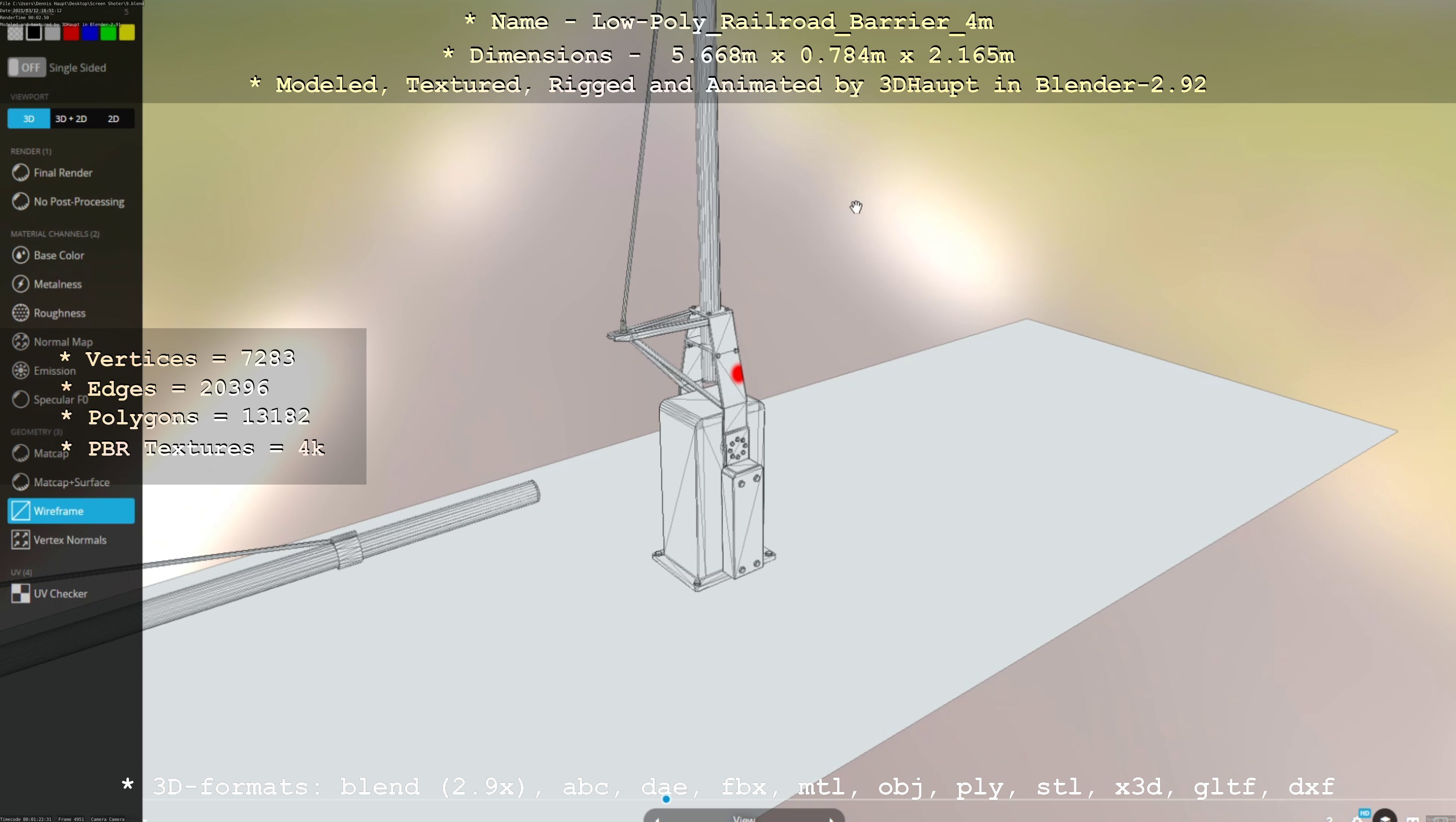 Low-Poly Railroad Barrier 4m Low-poly 3D model_49