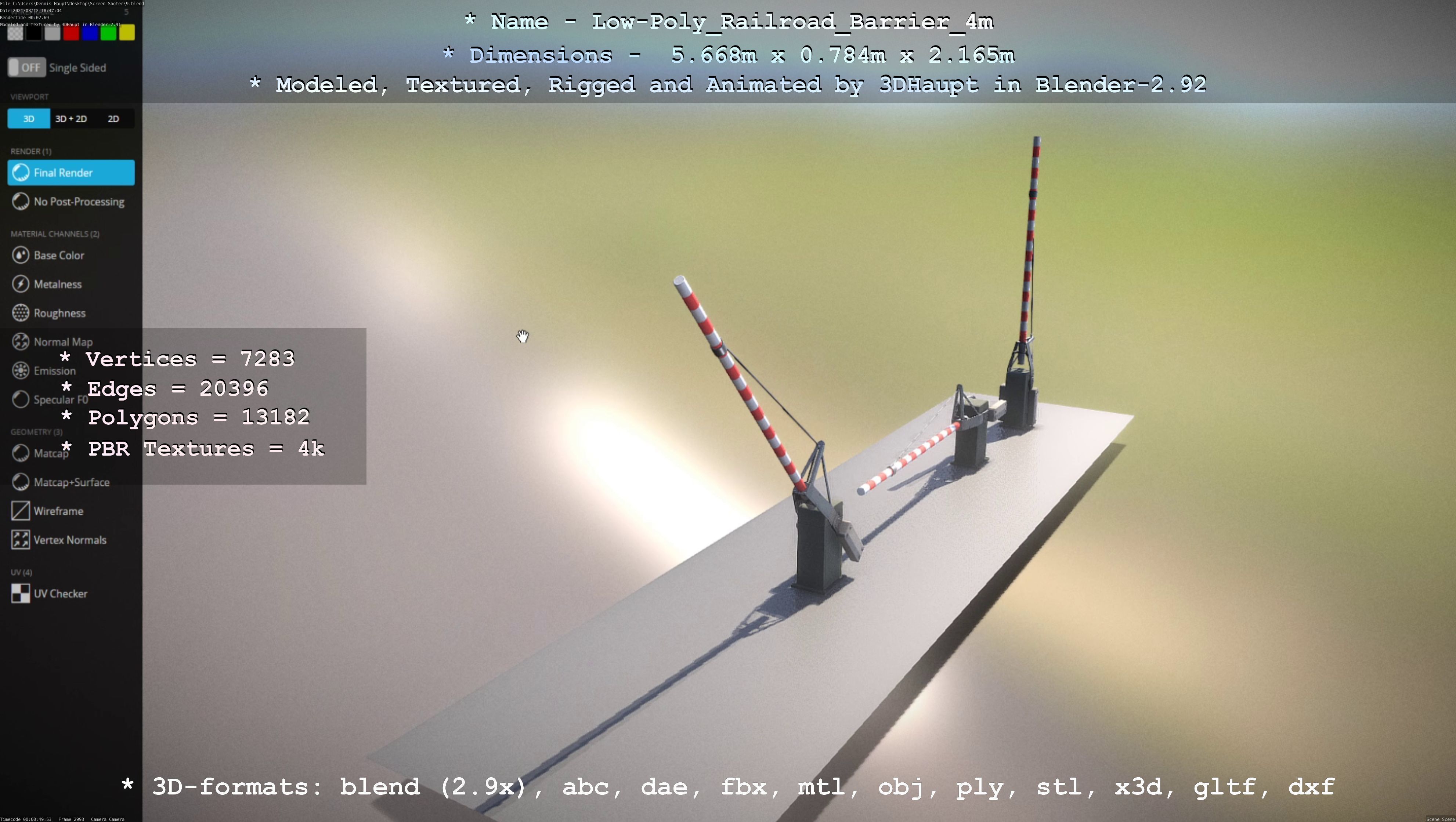 Low-Poly Railroad Barrier 4m Low-poly 3D model_37