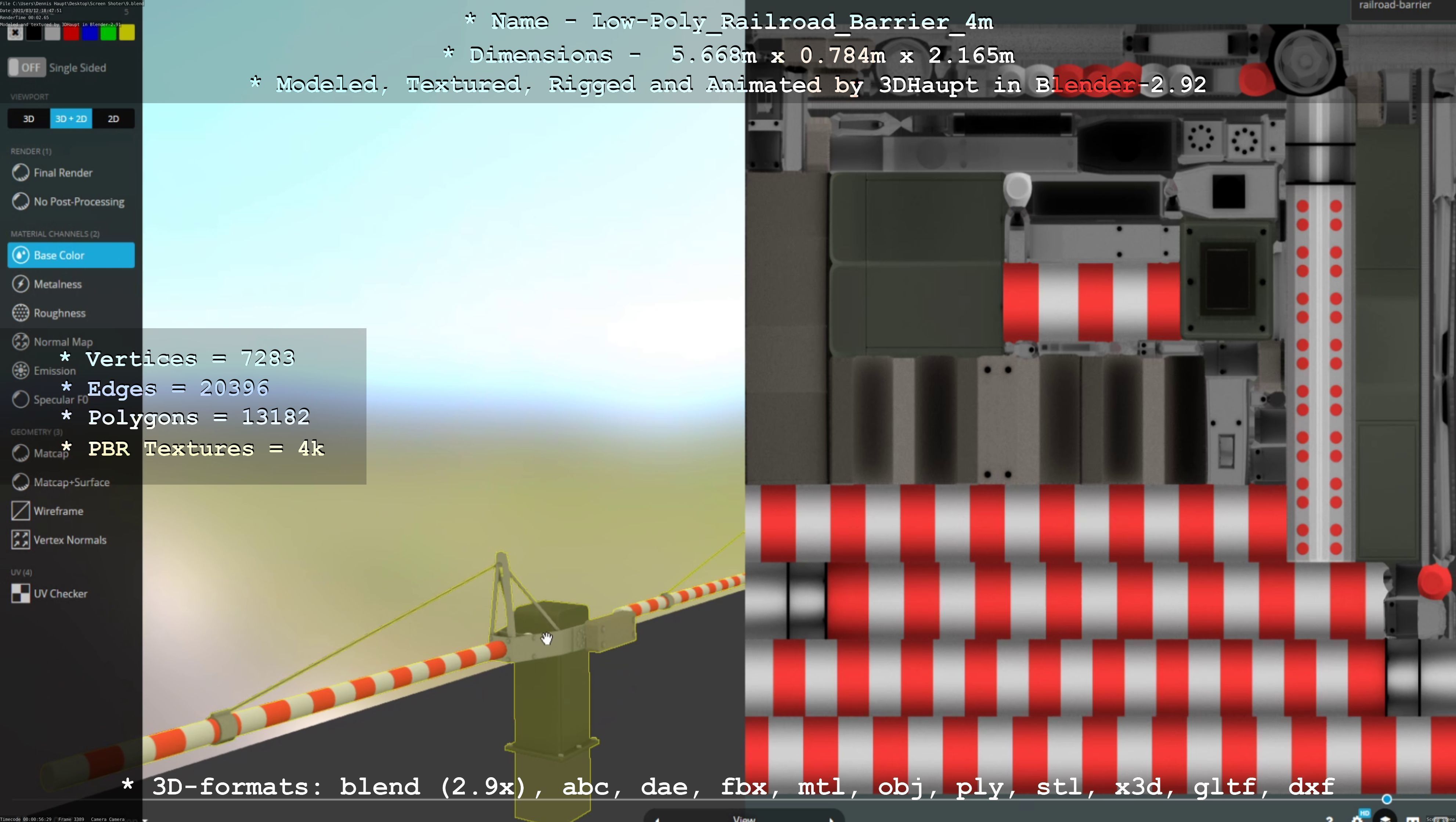 Low-Poly Railroad Barrier 4m Low-poly 3D model_6