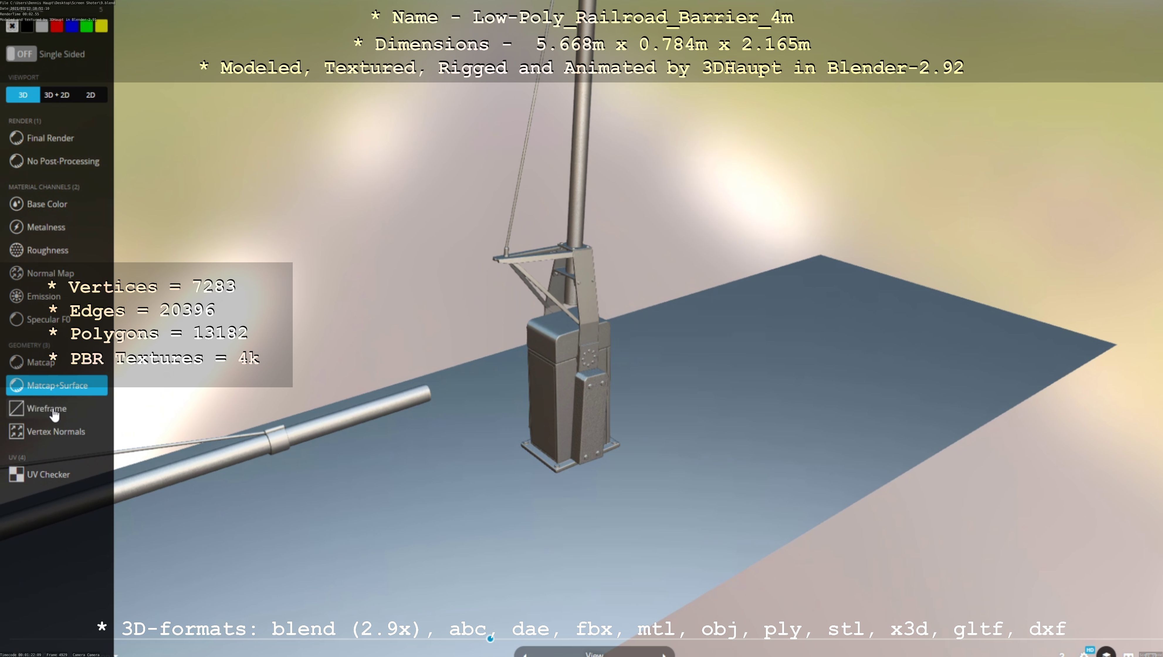 Low-Poly Railroad Barrier 4m Low-poly 3D model_44