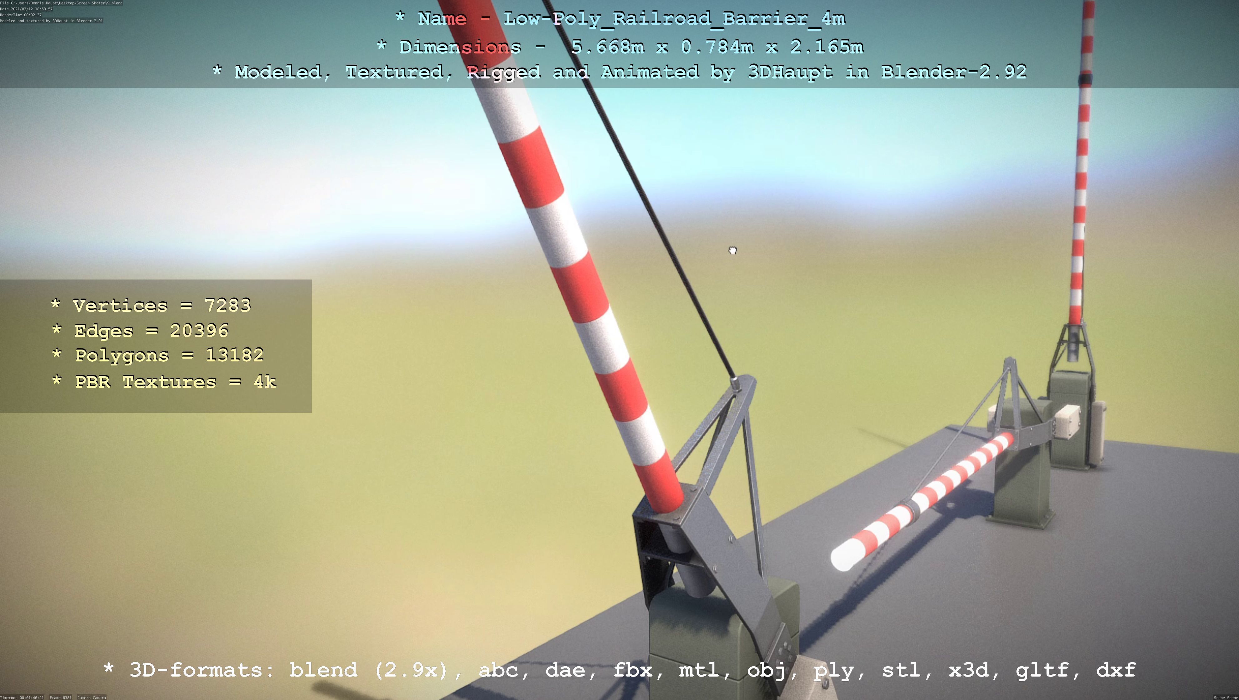 Low-Poly Railroad Barrier 4m Low-poly 3D model_80