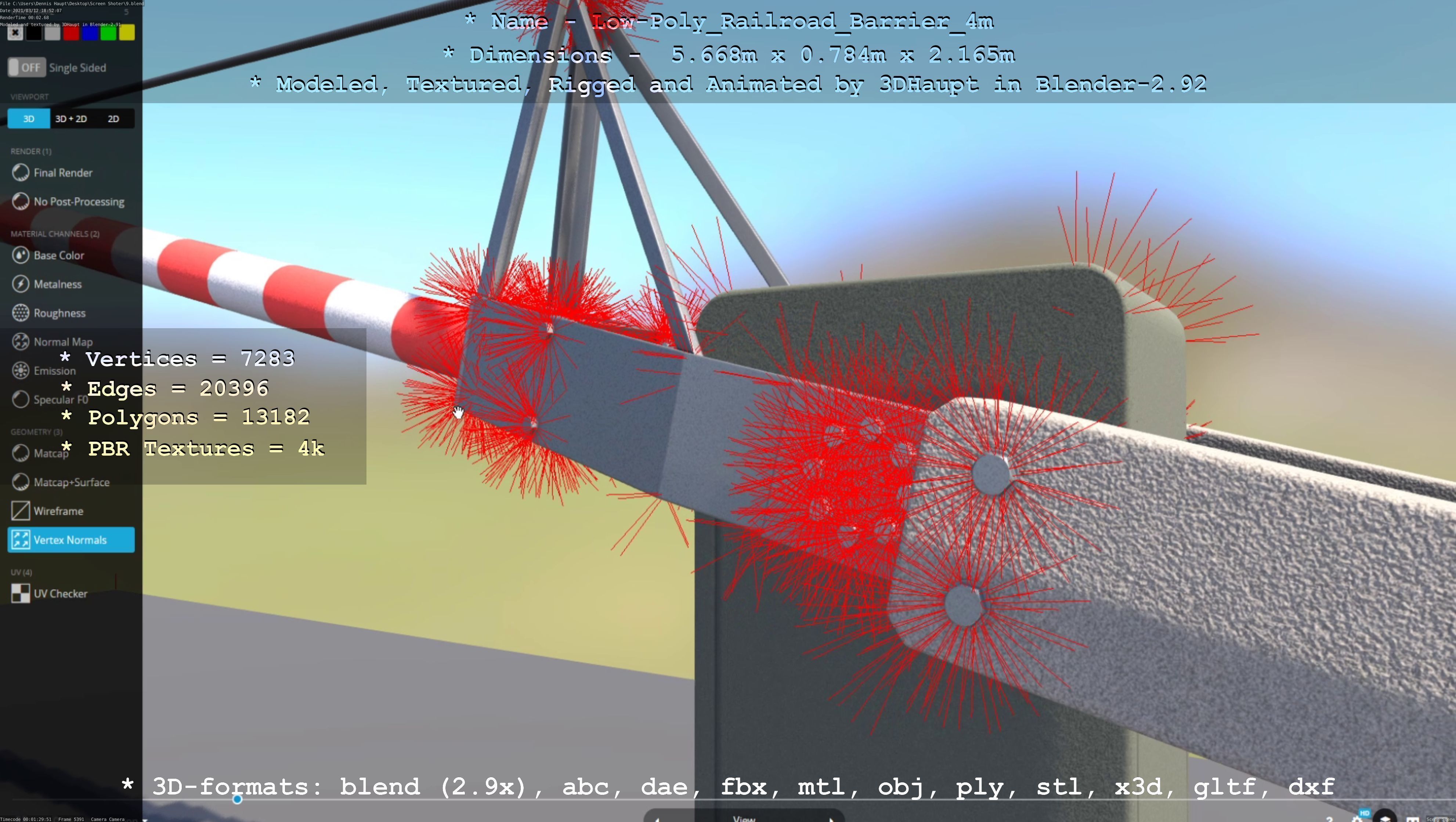 Low-Poly Railroad Barrier 4m Low-poly 3D model_59