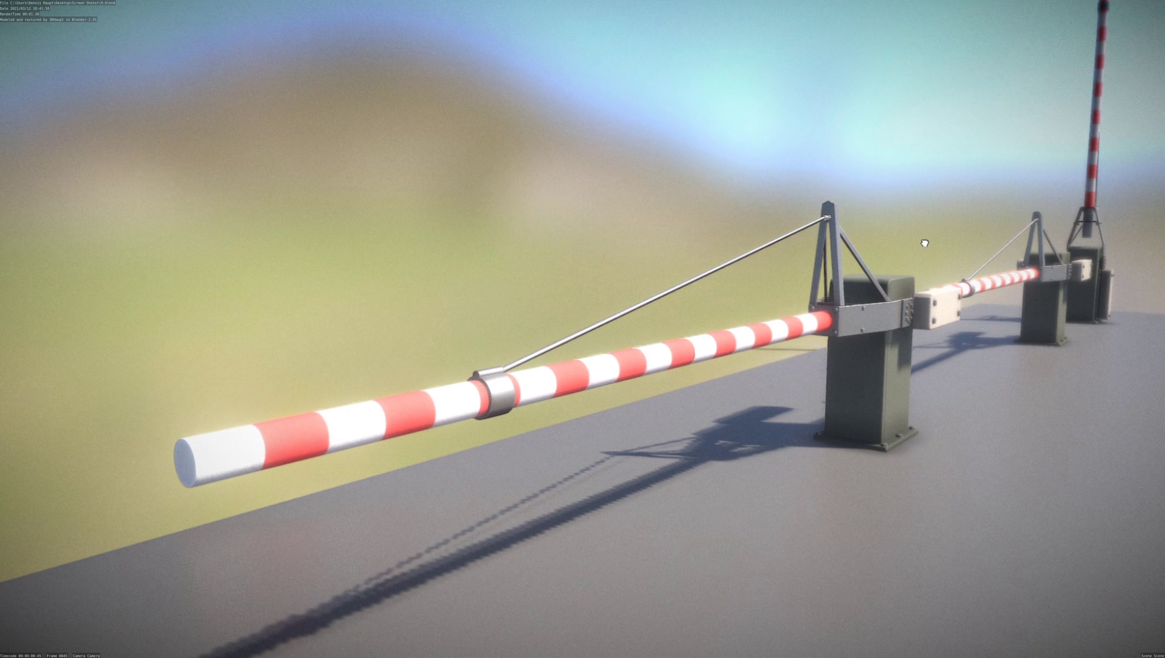 Low-Poly Railroad Barrier 4m Low-poly 3D model_89