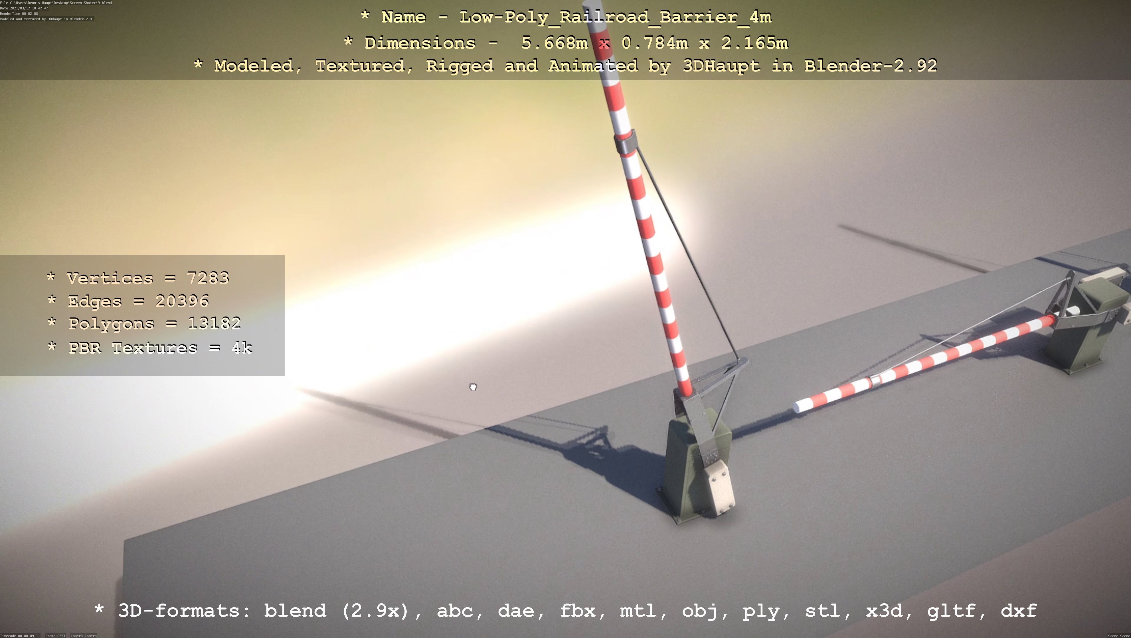 Low-Poly Railroad Barrier 4m Low-poly 3D model_102