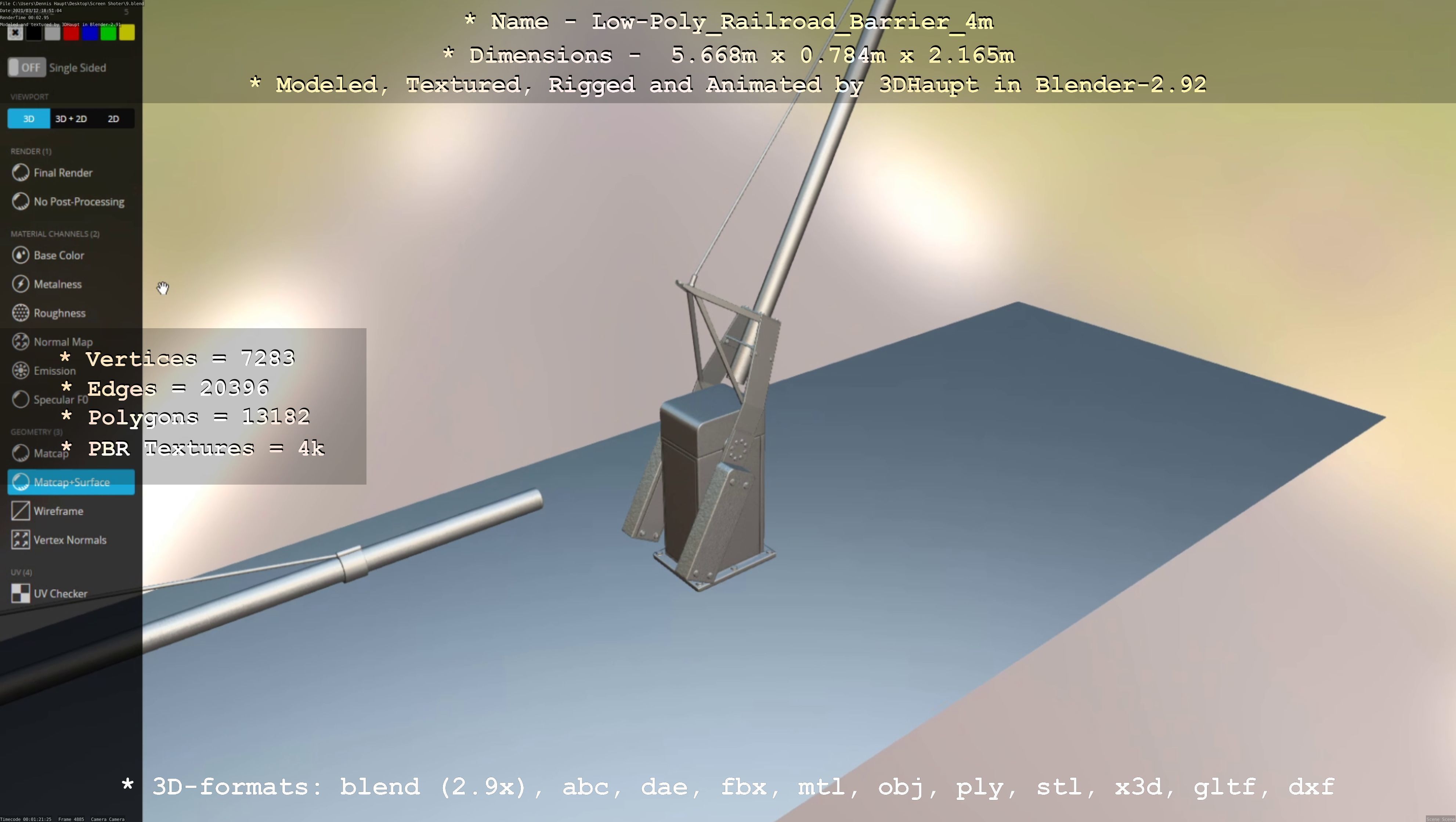 Low-Poly Railroad Barrier 4m Low-poly 3D model_47
