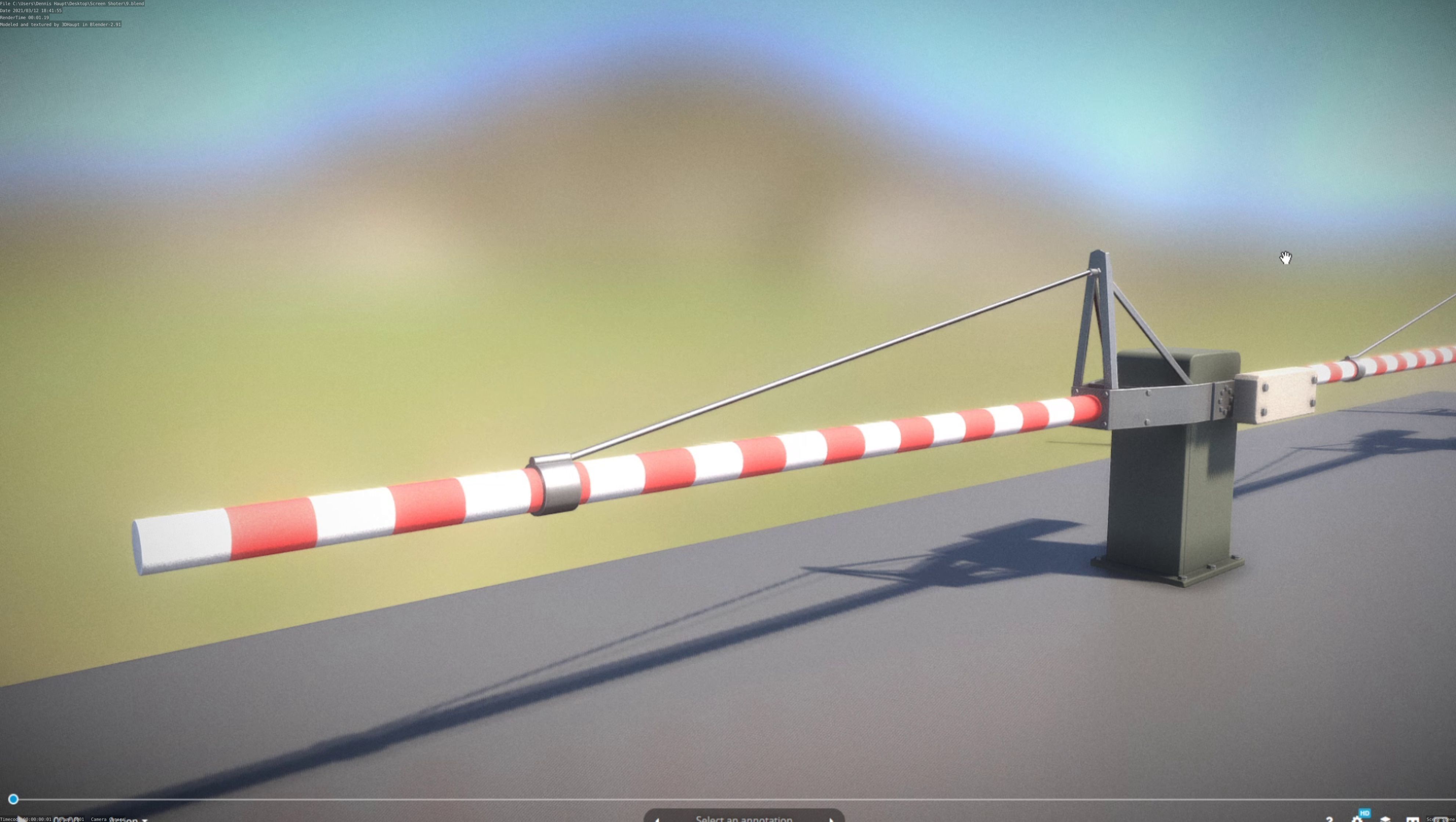 Low-Poly Railroad Barrier 4m Low-poly 3D model_94