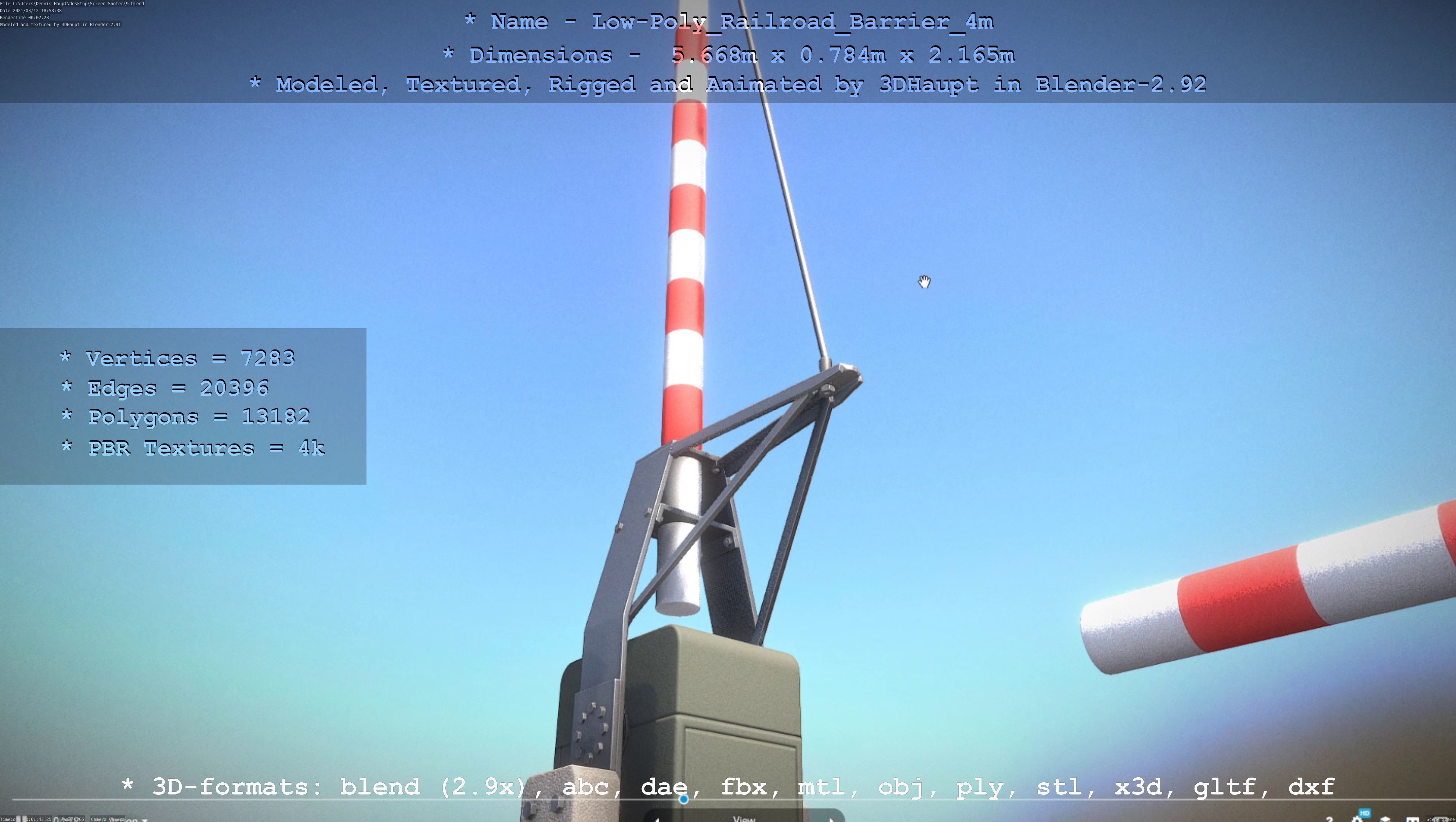 Low-Poly Railroad Barrier 4m Low-poly 3D model_75