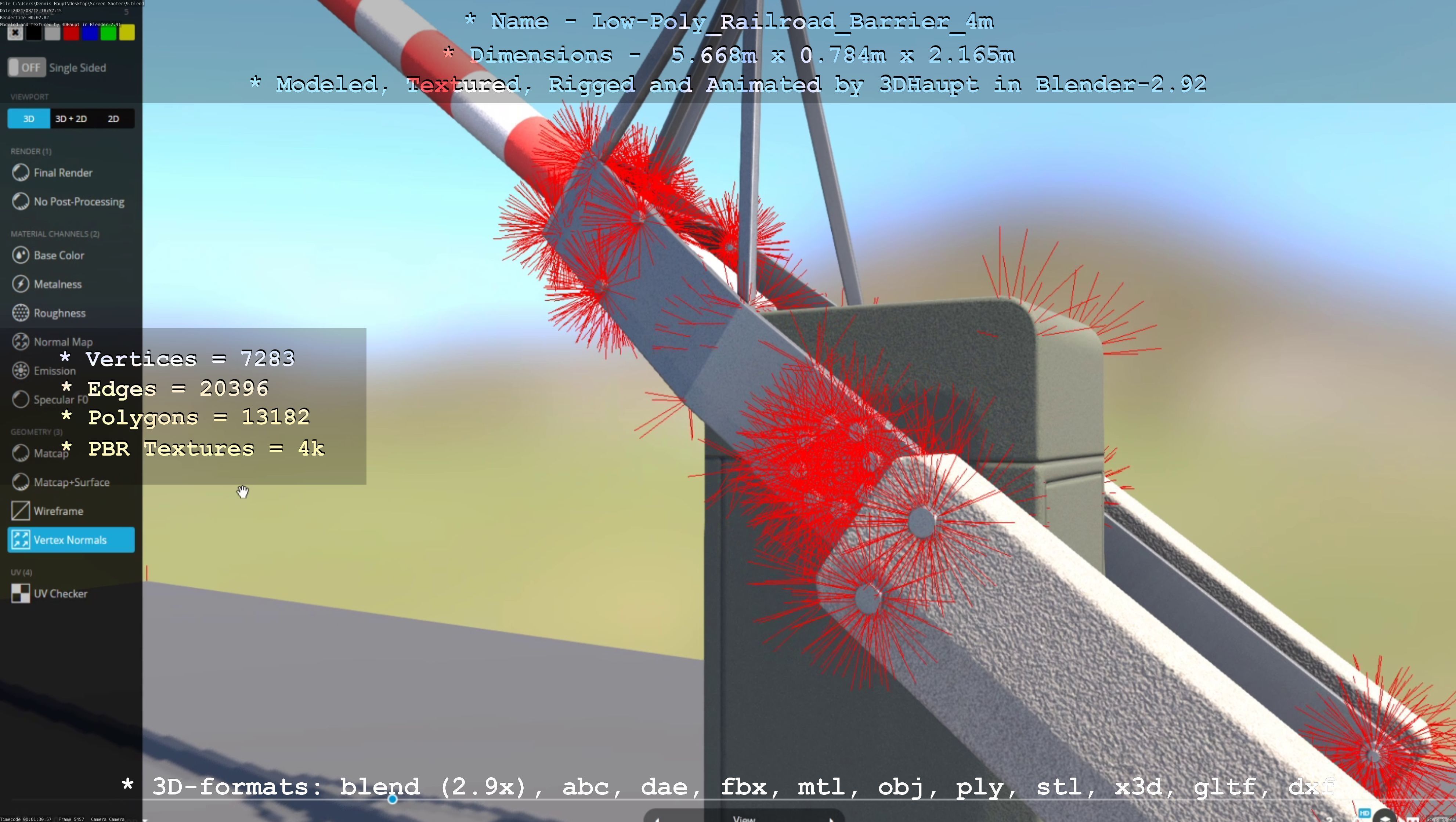 Low-Poly Railroad Barrier 4m Low-poly 3D model_60