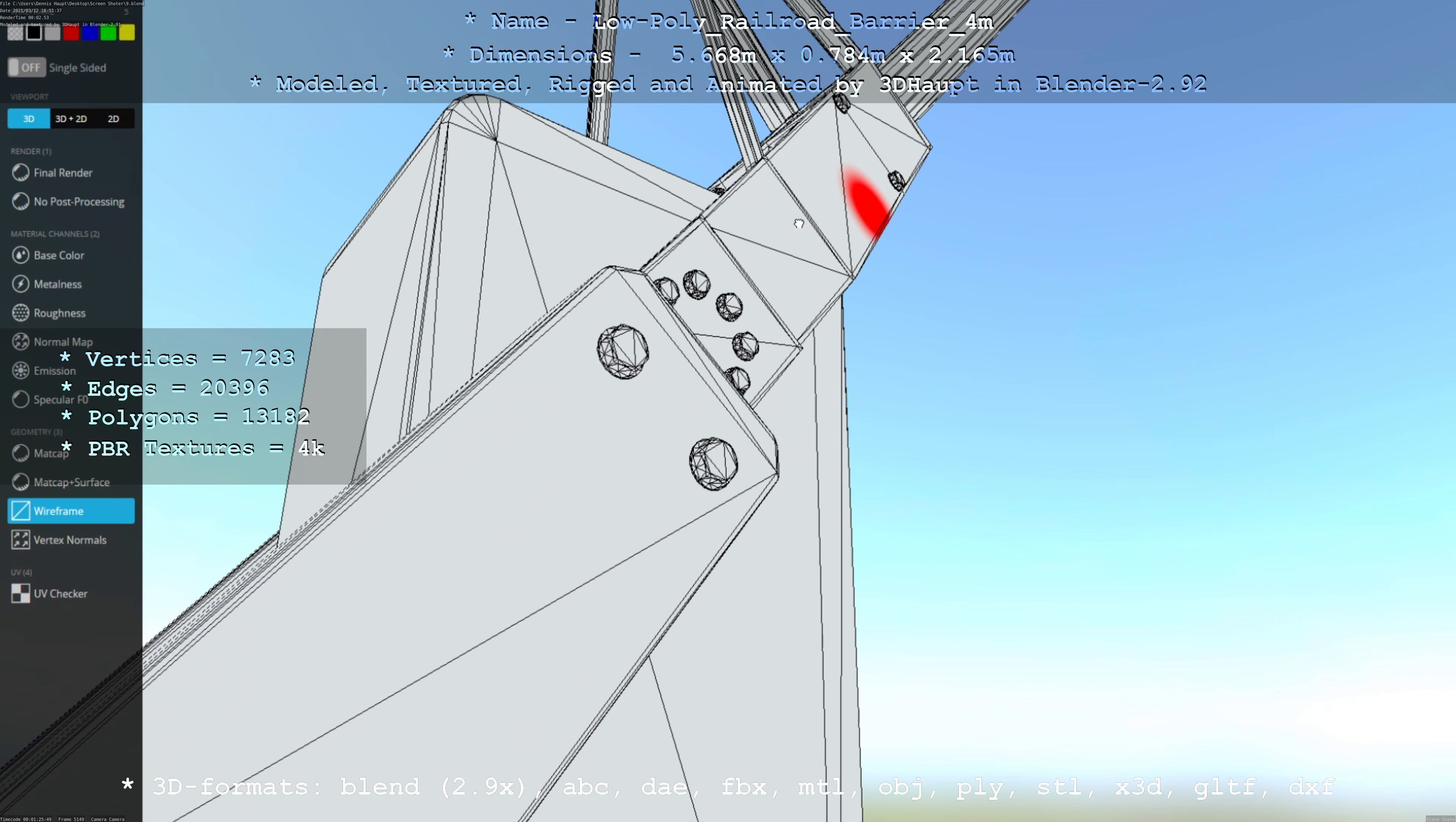 Low-Poly Railroad Barrier 4m Low-poly 3D model_53