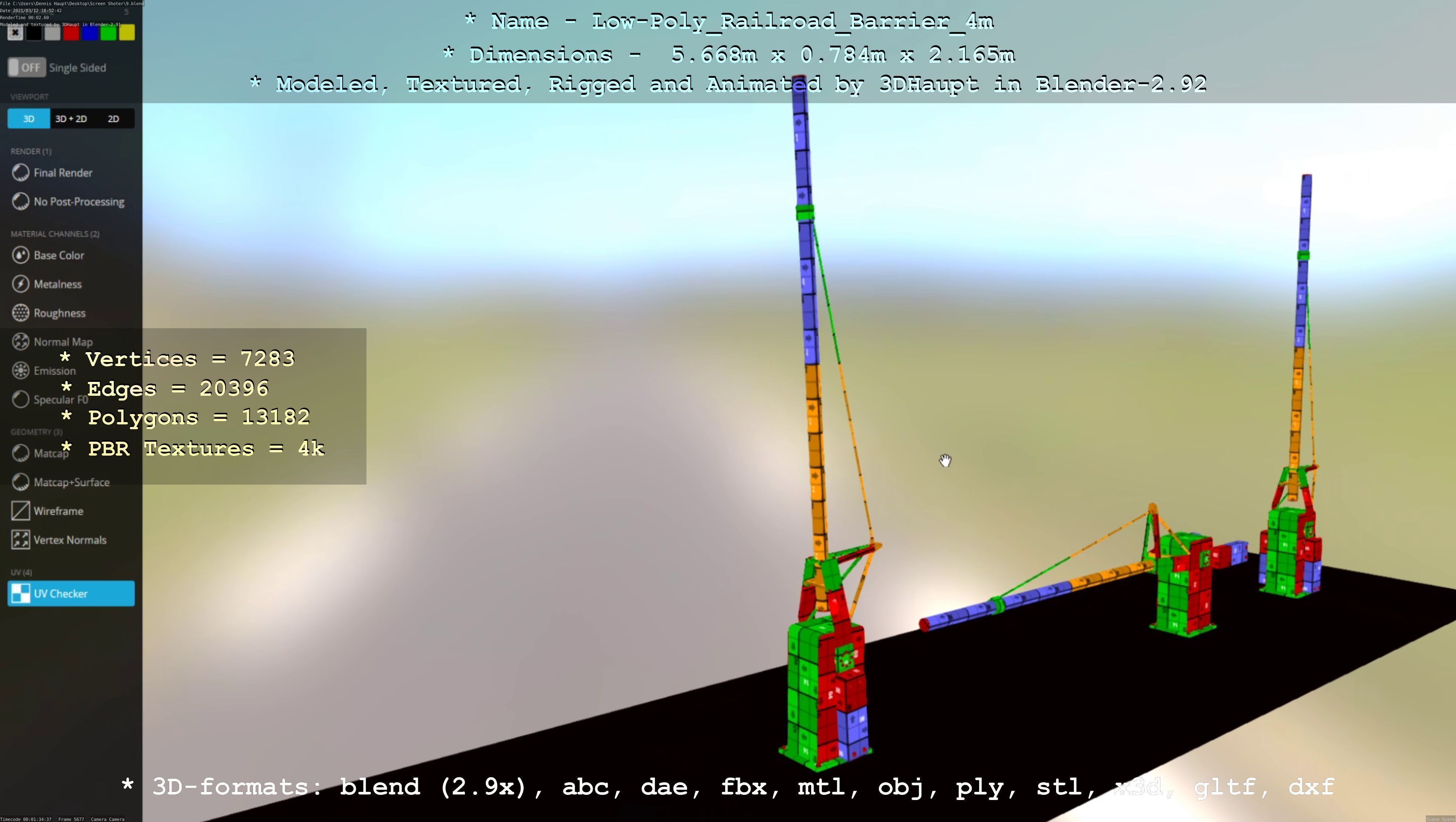 Low-Poly Railroad Barrier 4m Low-poly 3D model_67