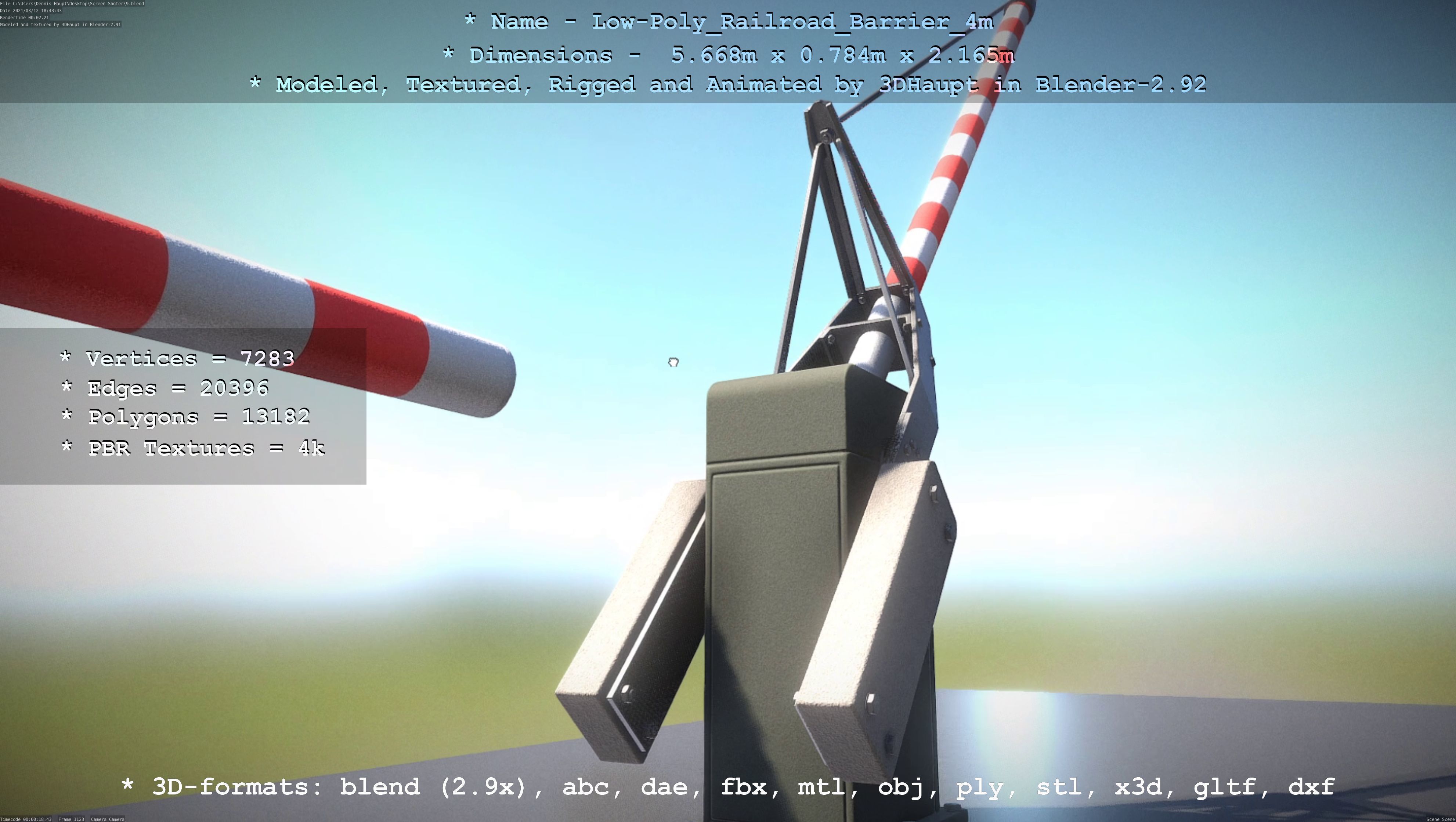 Low-Poly Railroad Barrier 4m Low-poly 3D model_115