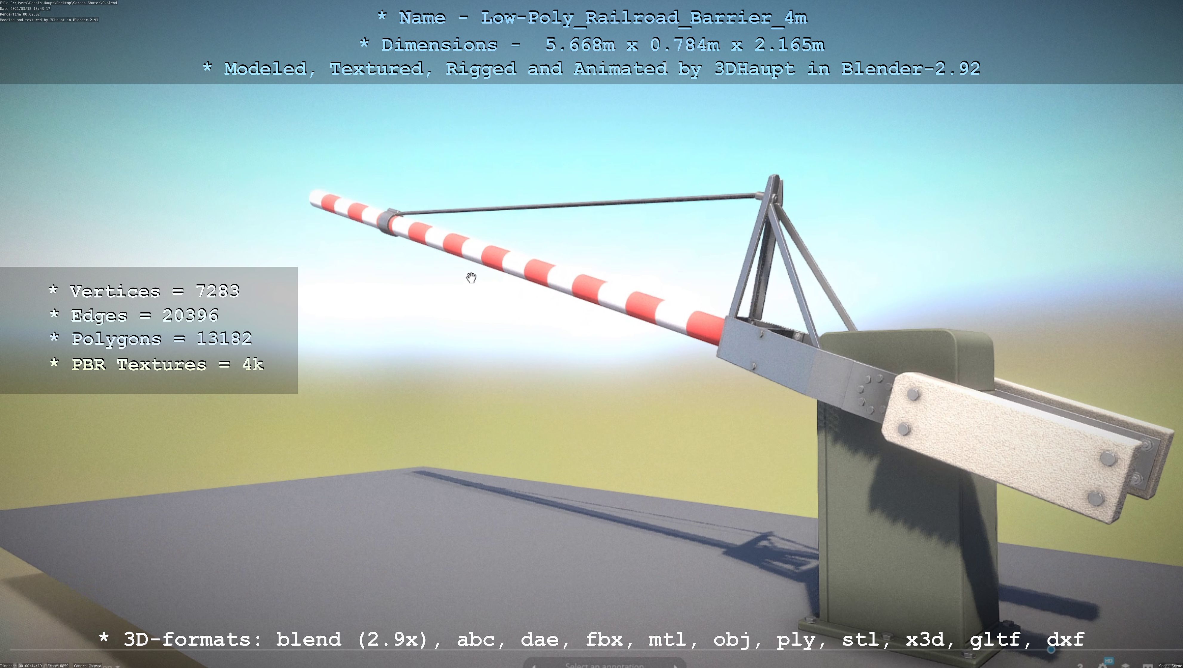 Low-Poly Railroad Barrier 4m Low-poly 3D model_106